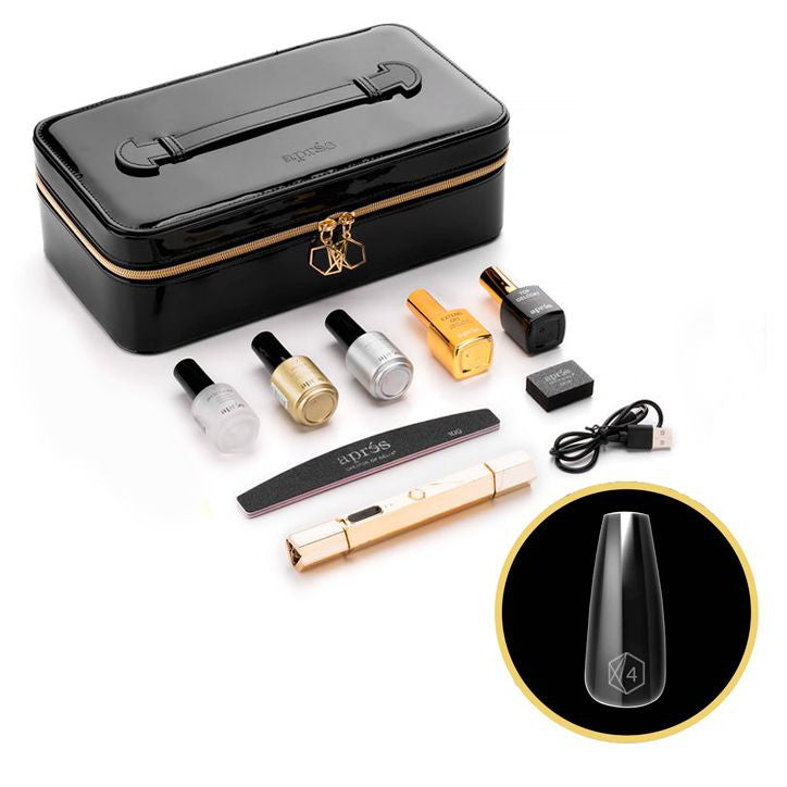 Apres Gel X Nail Extension Kit - 500 Pcs Natural Coffin Medium False Nails for Salon & Home Manicure | Long-Lasting DIY Press-On Nails for Weddings, Parties & Special Occasions