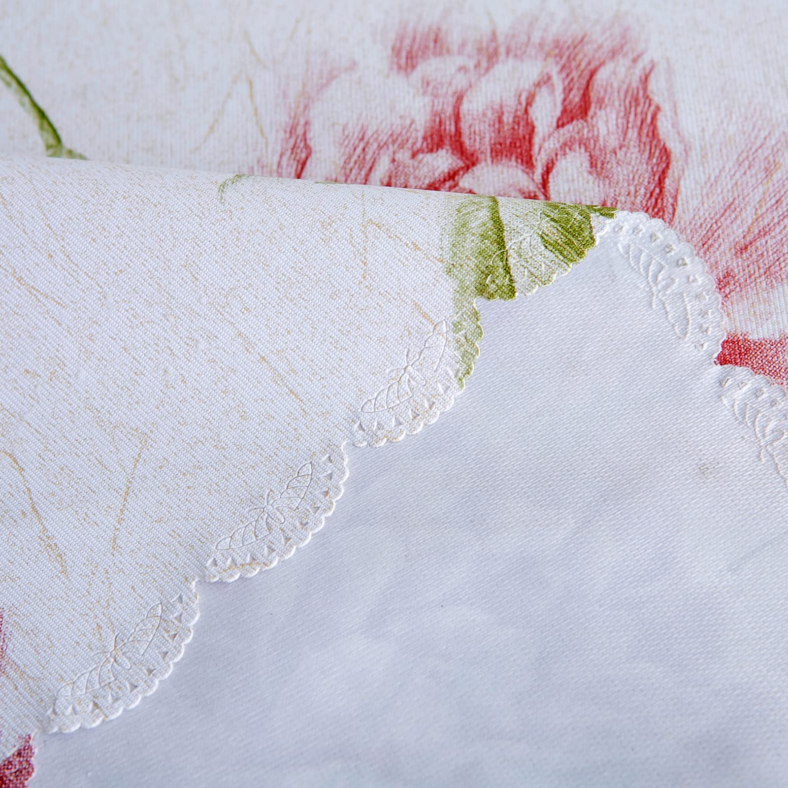 Premium Floral Vinyl Tablecloth Set - Waterproof Oilproof PVC Table Cover for Rectangle Tables (52