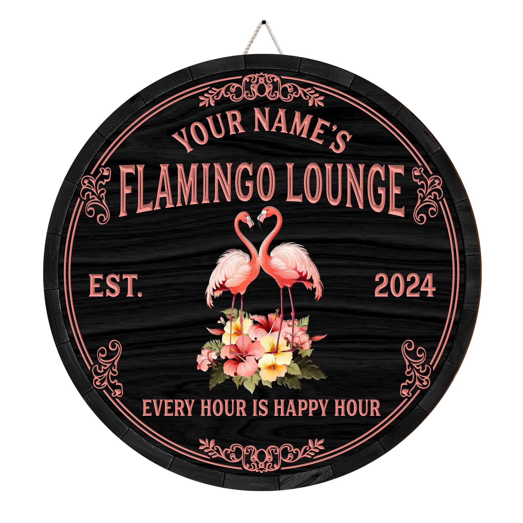 Custom Flamingo Wood Sign - Summer Beach Decor for Coastal, Nautical & Tropical Themes - Perfect for Poolside, Tiki Bars, Backyard Grills, Patios & Porches - Indoor/Outdoor Hanging Wall Art (Not Carved or Neon) - Ideal for Beach Houses, Vacation Rentals & Tropical Weddings