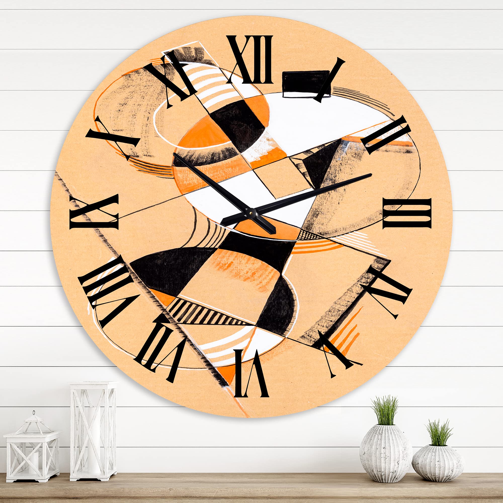 DesignQ Modern Geometric Abstract Wall Clock - Large Colorful Decor for Living Room, Bedroom & Office | Silent Non-Ticking & Easy to Hang