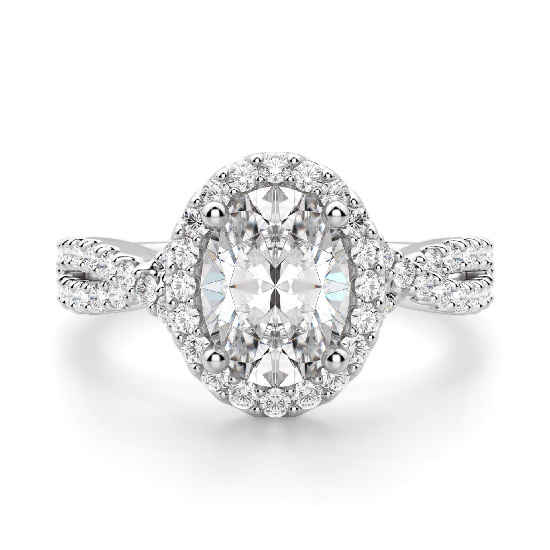 2 CT Oval Moissanite Engagement Ring Wedding Bridal Set, Diamond Anniversary Ring, Solitaire Halo-Setting Vintage Silver Ring for Women - Perfect for Proposals, Weddings & Special Occasions