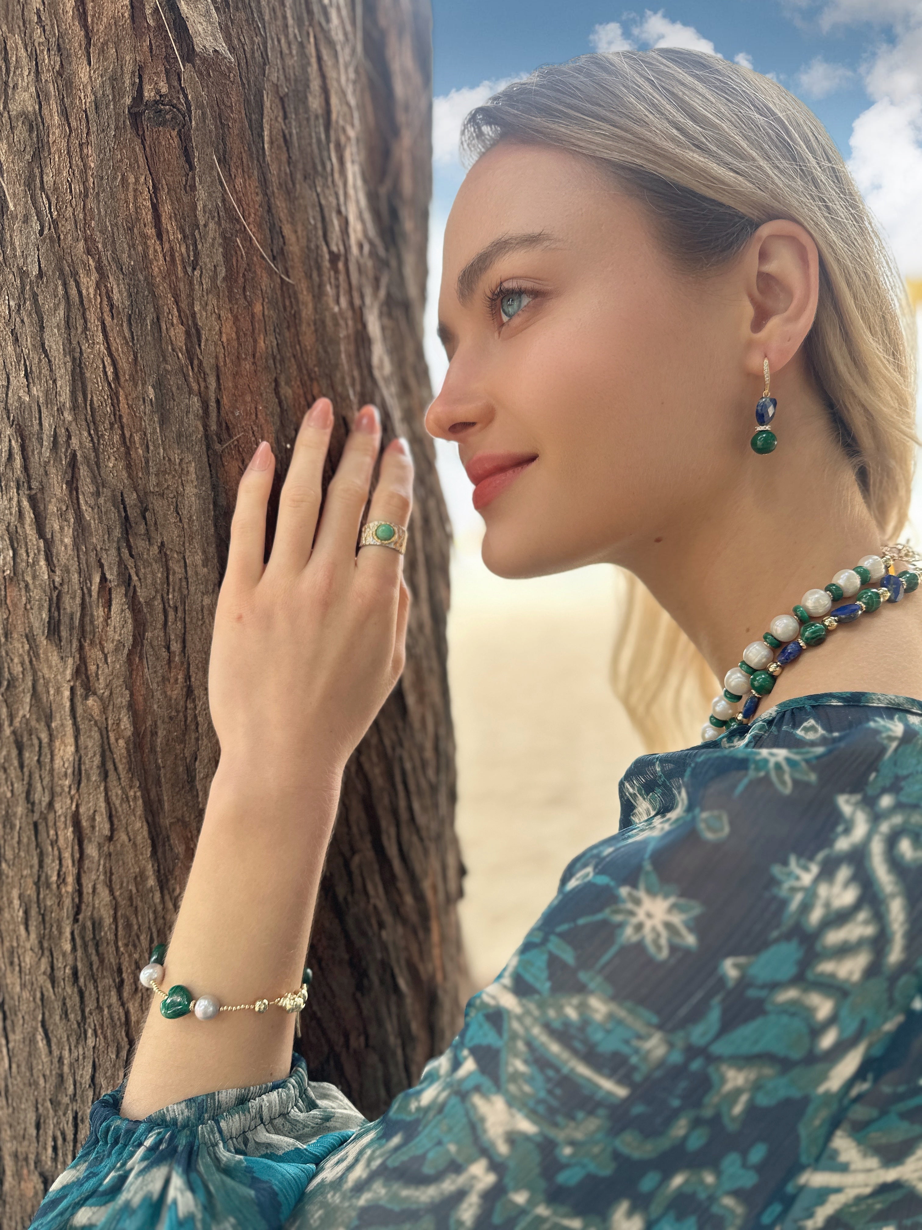 Turquoise Stone Platinum Plated Brass Adjustable Ring LR007 - Elegant Bohemian Jewelry for Women, Perfect for Weddings, Parties & Everyday Wear