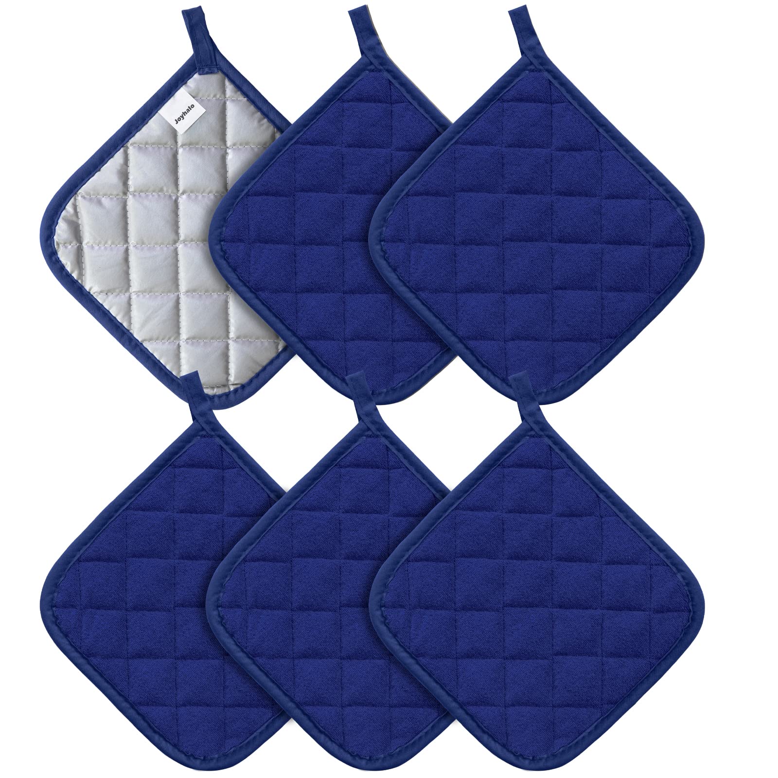 Joyhalo 6 Pack Heat Resistant Kitchen Pot Holders - Oven Mitts & Hot Pads Set for Cooking, Baking & Grilling - Terry Cloth Oven Gloves for Stove, BBQ & Hot Dishes