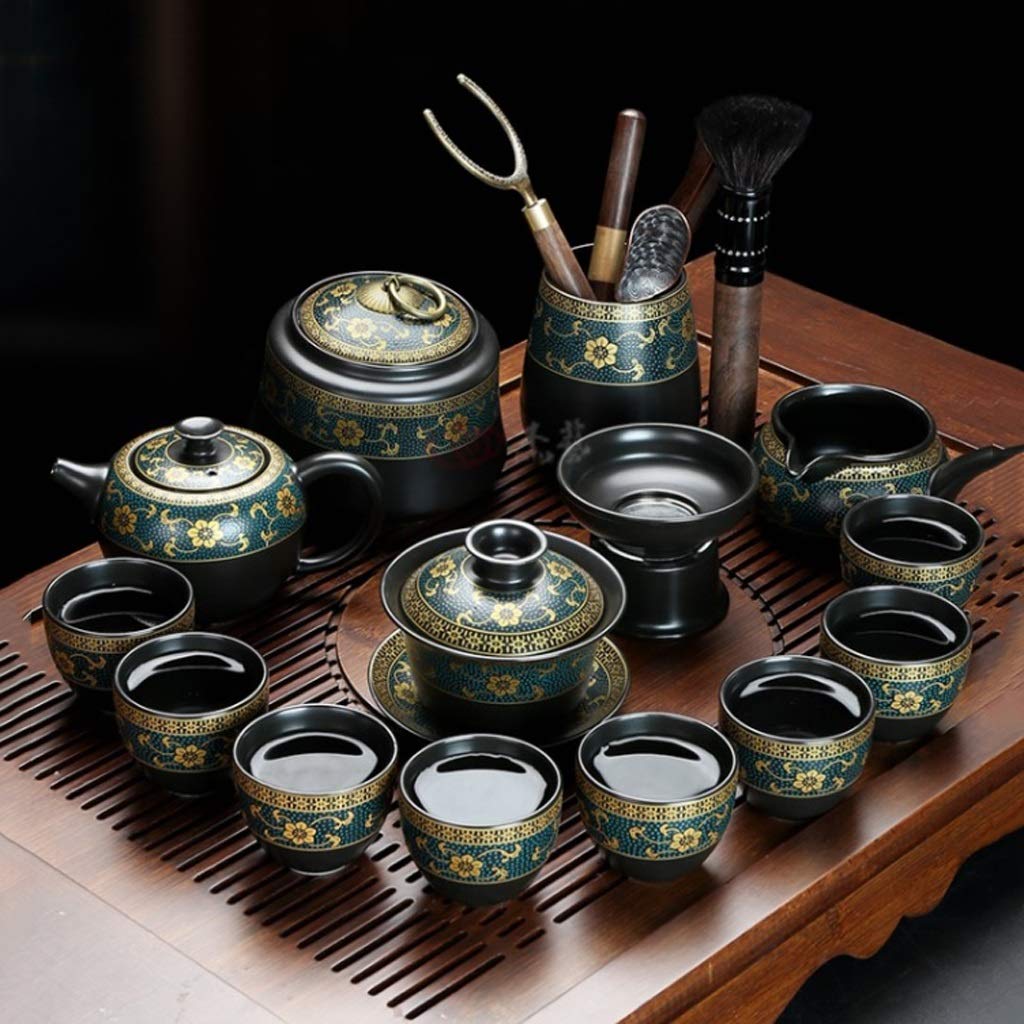 Premium Ceramic Kung Fu Tea Set - Traditional Chinese Porcelain Gaiwan Teapot, Teacups & Tea Ceremony Accessories for Home, Office & Relaxation