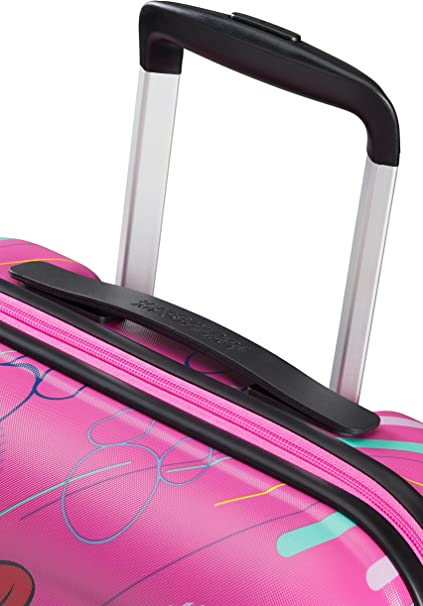 American Tourister Disney Wavebreaker Carry On Spinner Luggage - Minnie Future Pop Collection | Lightweight Hardshell Suitcase for Travel, Business Trips & Family Vacations
