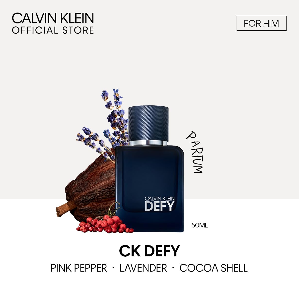Calvin Klein Defy Parfum for Men - Woody Cologne with Mandarin Oil, Pink Pepper, Ginger & Sandalwood Notes - Long Lasting Luxury Fragrance - Perfect for Date Night, Office & Special Occasions