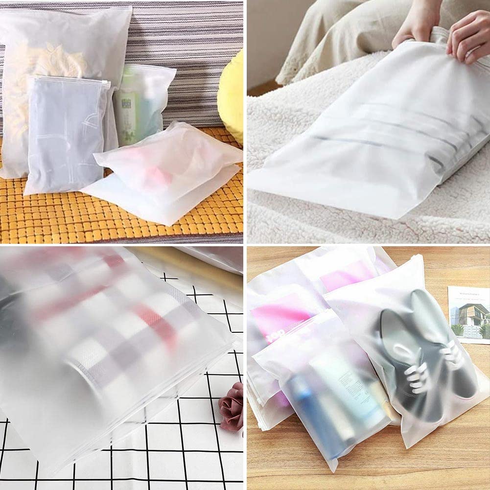 50Pcs Clear Resealable Waterproof Plastic Zipper Bags for Clothes Storage - 11