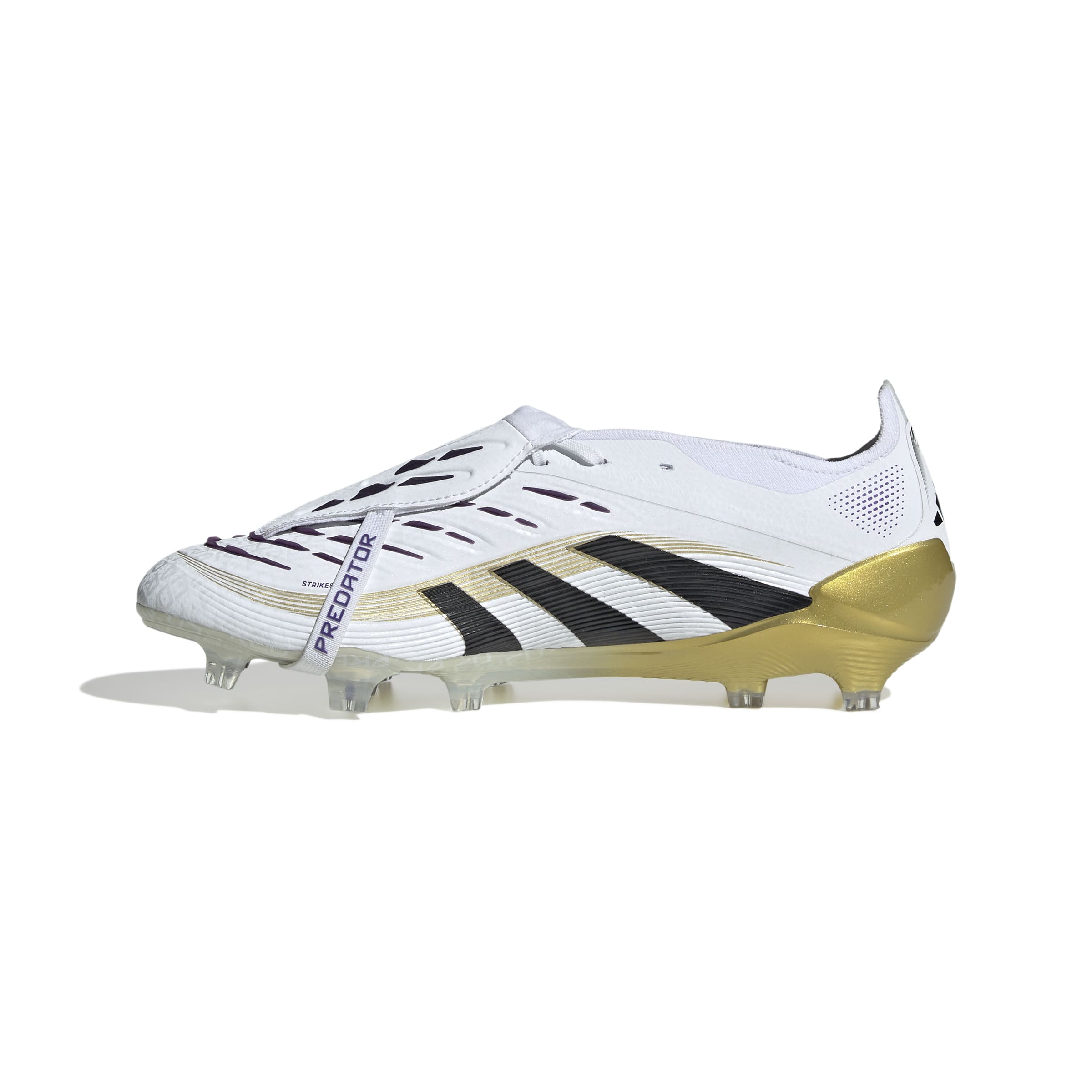 Adidas Predator Elite FG Soccer Cleats - White/Core Black/Gold Metallic - Fold Over Tongue Design for Enhanced Fit - Perfect for Competitive Matches & Training Sessions