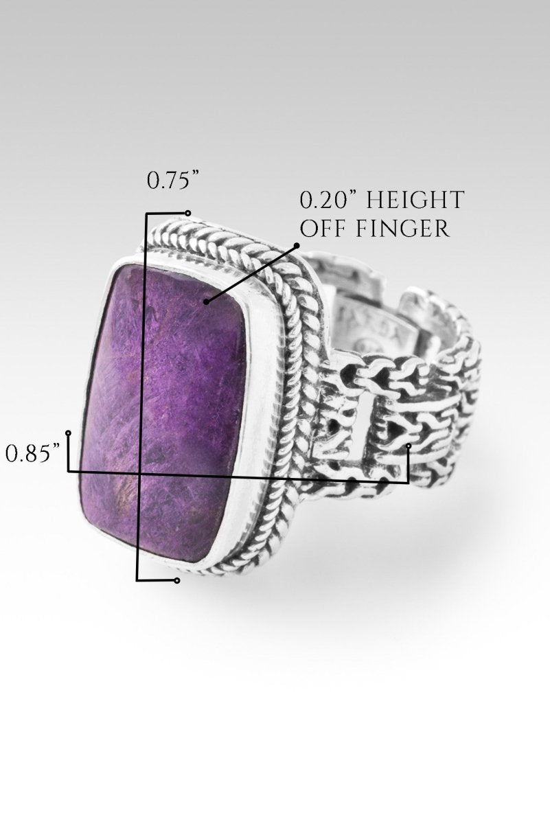 Purpurite Counting Blessings Ring - Spiritual Jewelry for Meditation, Yoga & Positive Energy - Handmade Gemstone Ring for Women