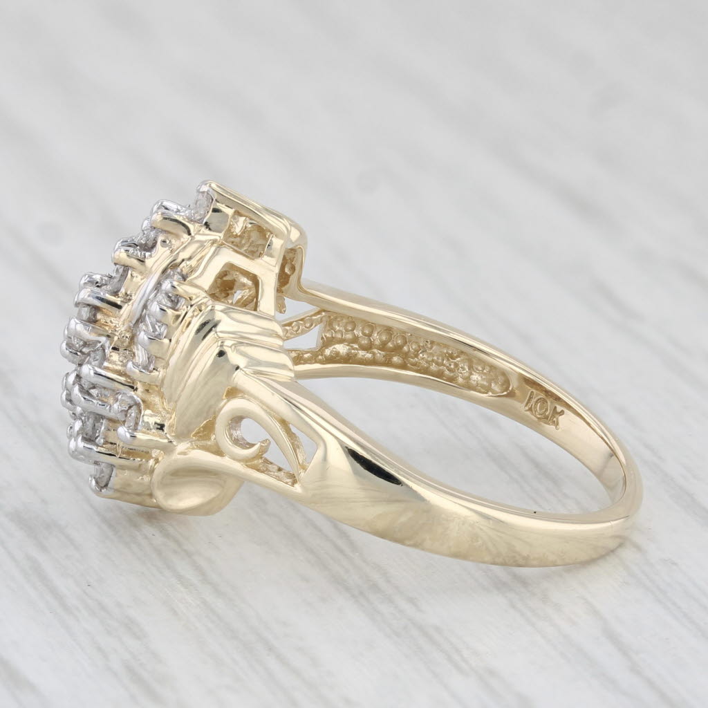 0.47ctw Diamond Cluster Ring in 10k Yellow Gold - Size 7 - Elegant Jewelry for Engagement, Anniversary & Special Occasions