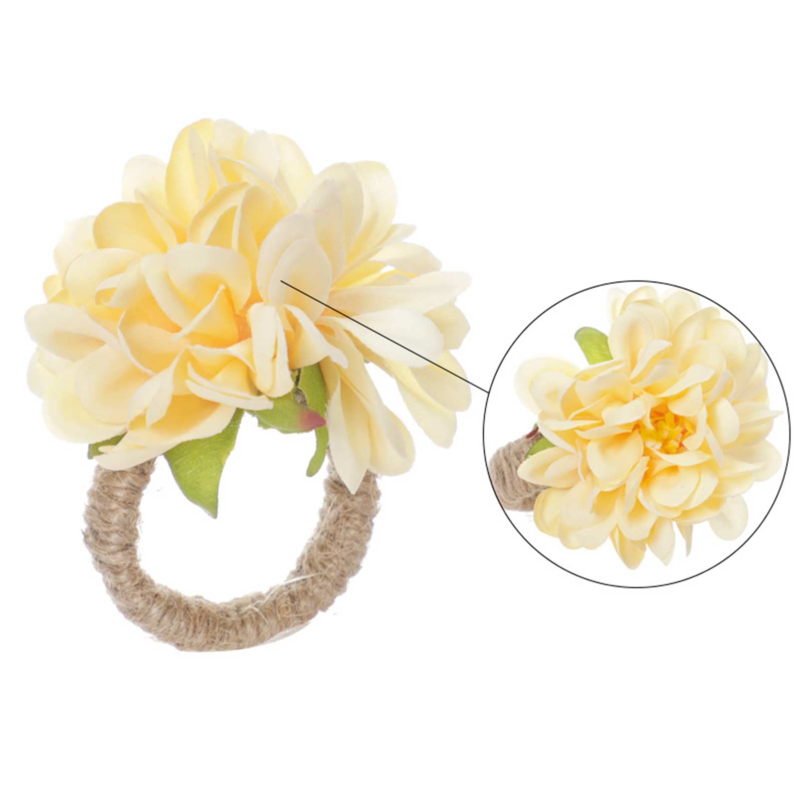 WUHNGD Set of 6 Champagne Peony Napkin Rings - Floral Serviette Holders for Wedding, Valentine's, Thanksgiving & Banquet Table Decor - Perfect for Spring Celebrations, Dinner Parties & Holiday Tablescapes