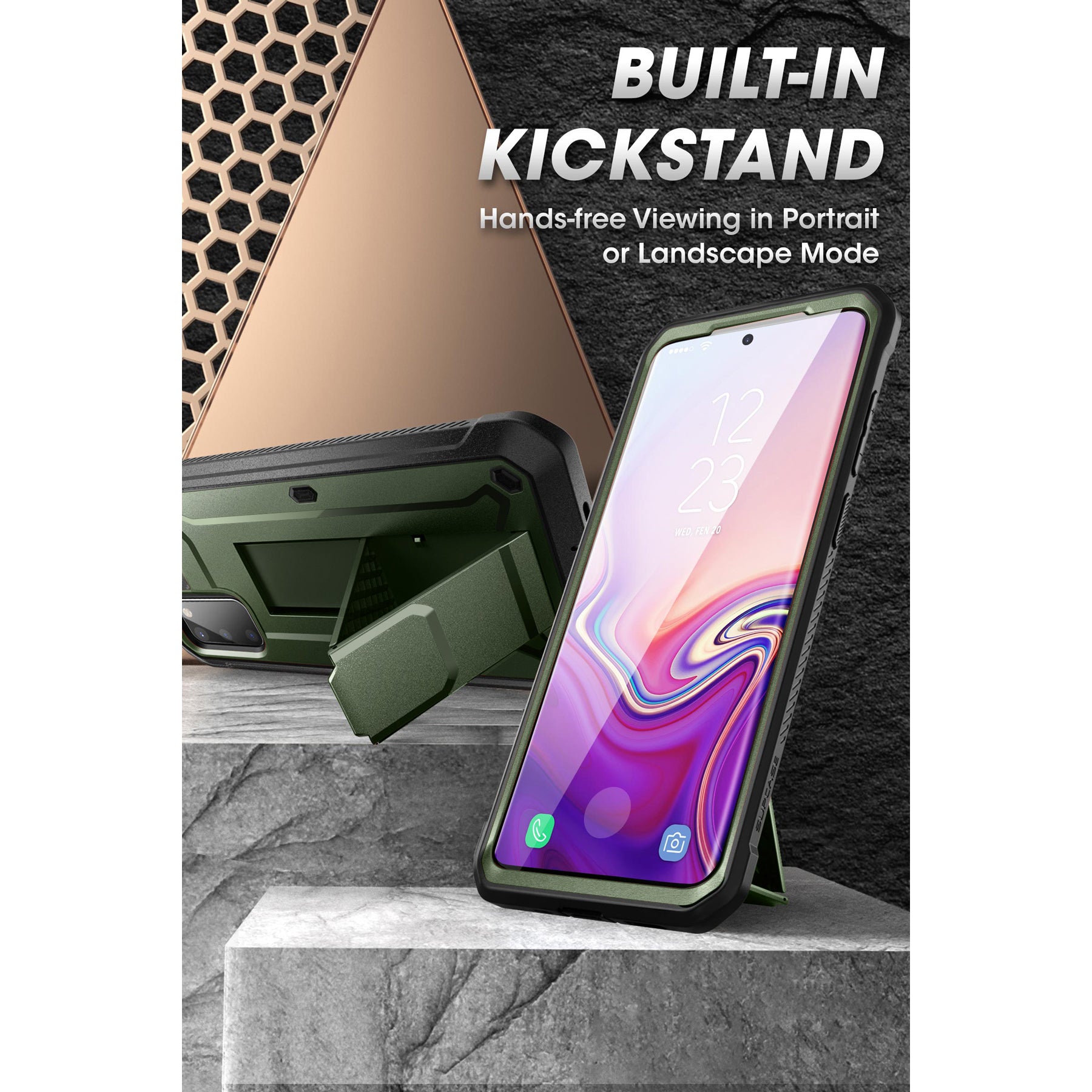 Samsung Galaxy S20 FE Unicorn Beetle Pro Rugged Case - Shockproof Heavy Duty Protective Cover with Built-in Screen Protector (Metallic Green) - Perfect for Outdoor Activities, Construction Work & Extreme Sports