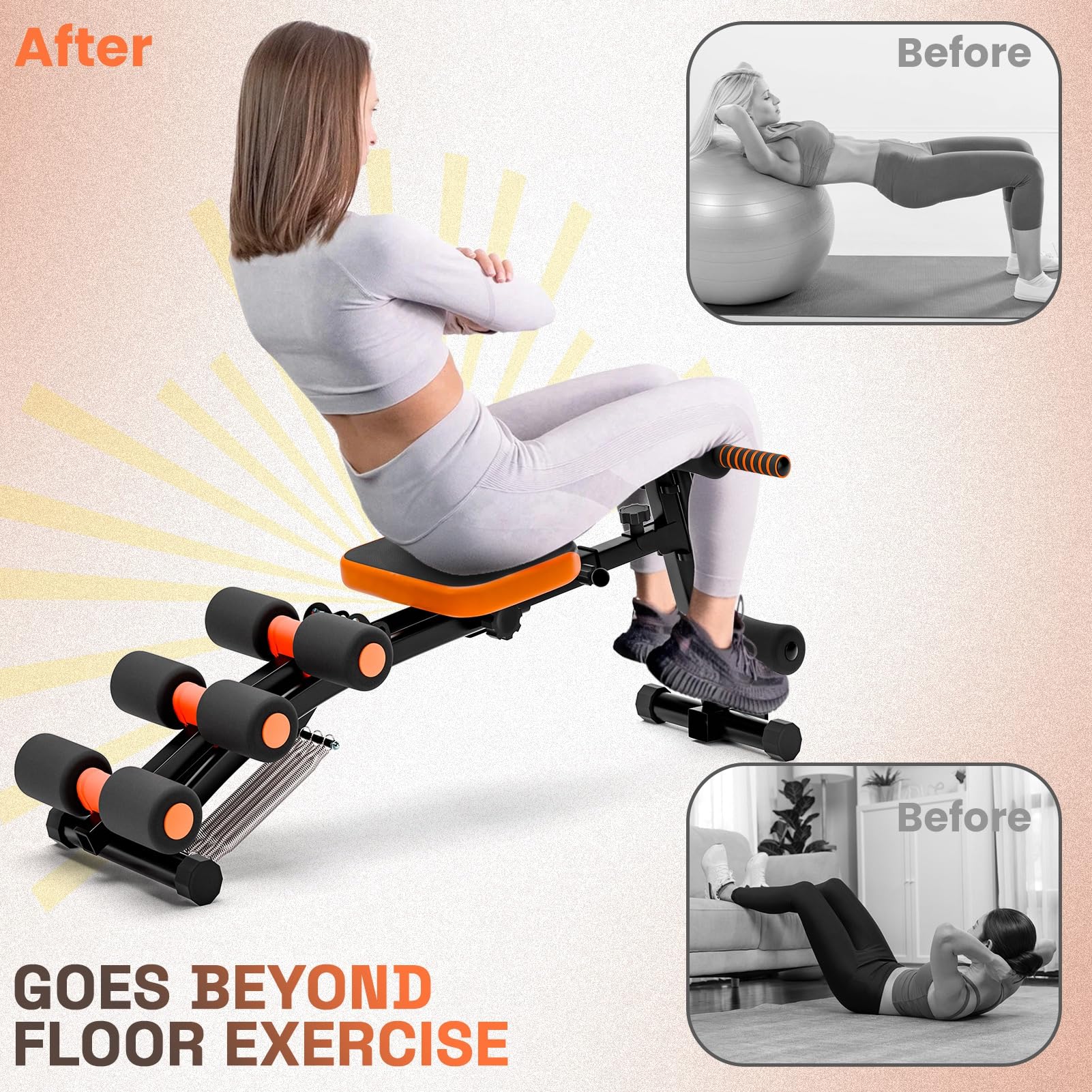 Adjustable Ab Workout Bench for Home Gym - Multi-Functional Crunch Machine & Sit Up Chair for Full Body Exercise | Perfect for Core Training, Strength Building & Home Fitness Routines (Black)