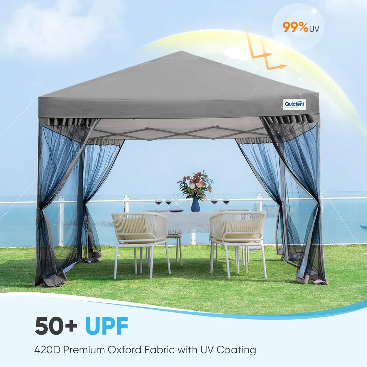 10' x 10' Pop Up Canopy Tent with Removable Sidewalls & Netting - Perfect for Outdoor Events, Camping, Beach Parties, and Backyard Gatherings