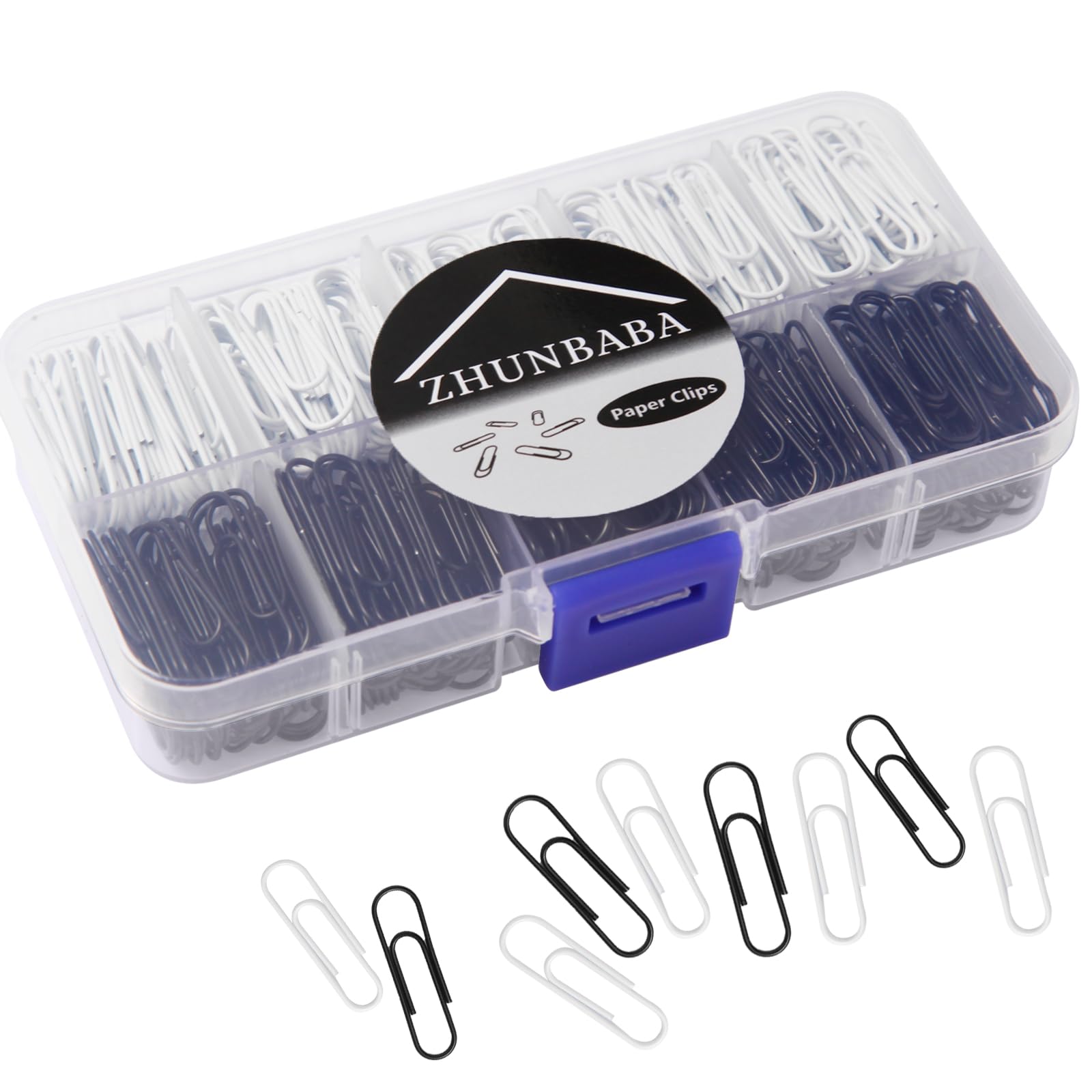 451PCS Black & White Assorted Paper Clips - 28mm Medium Size, PVC-Free, Eco-Friendly Office Supplies for Organizing Documents, School Projects & Crafting