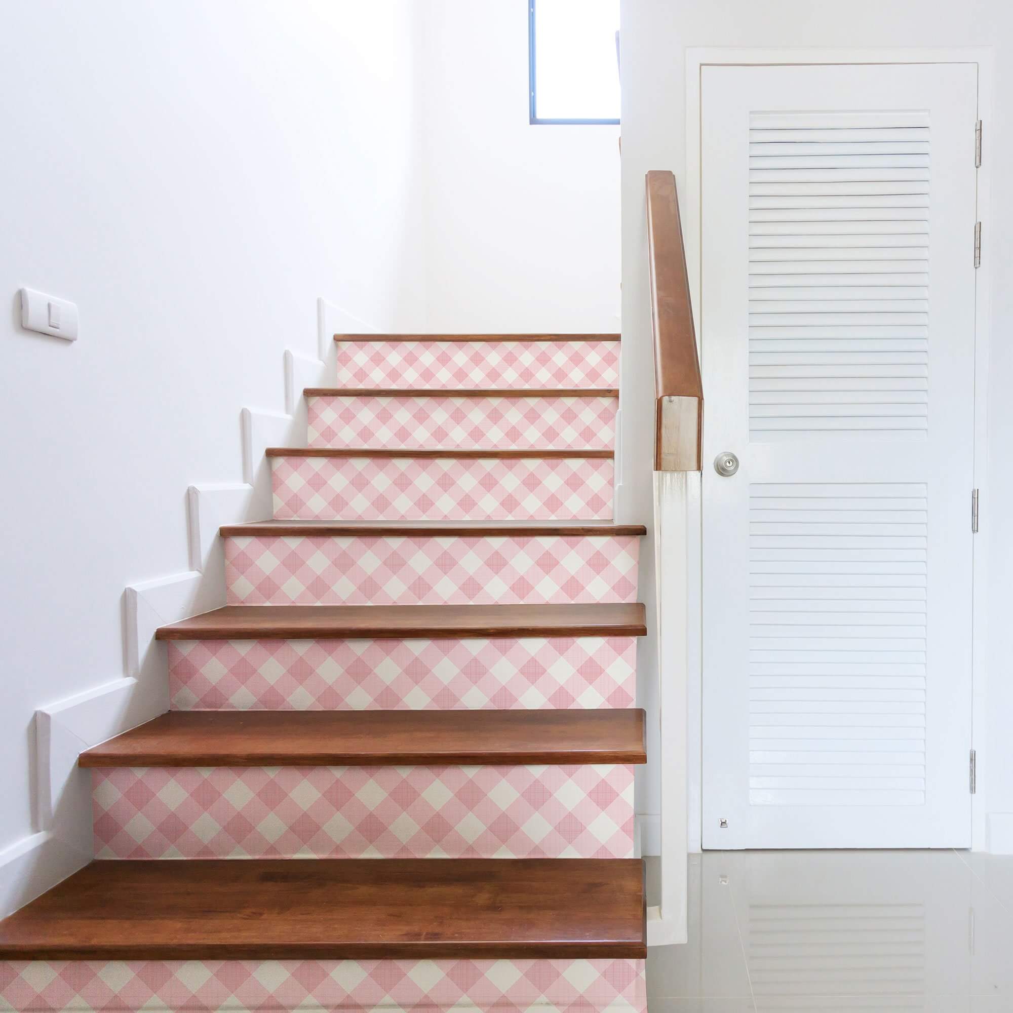Pink Plaid Peel and Stick Removable Wallpaper - Self-Adhesive Decorative Wall Covering for Bedroom, Nursery & Home Office Decor