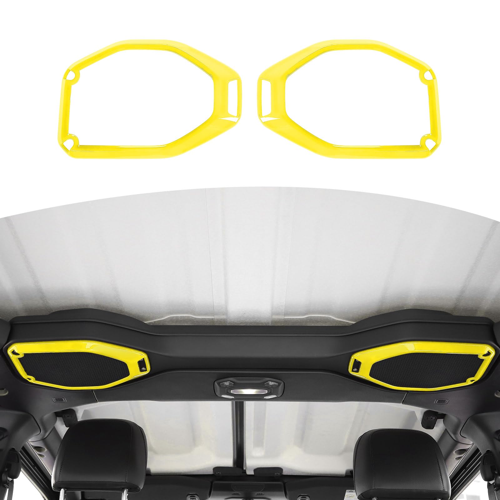 RT-TCZ Yellow Roof Speaker Cover Trim for Jeep Wrangler JL/JLU & Gladiator JT (2018-2023) - 2pcs Interior Accessories - Perfect for Off-Road Adventures & Custom Car Upgrades