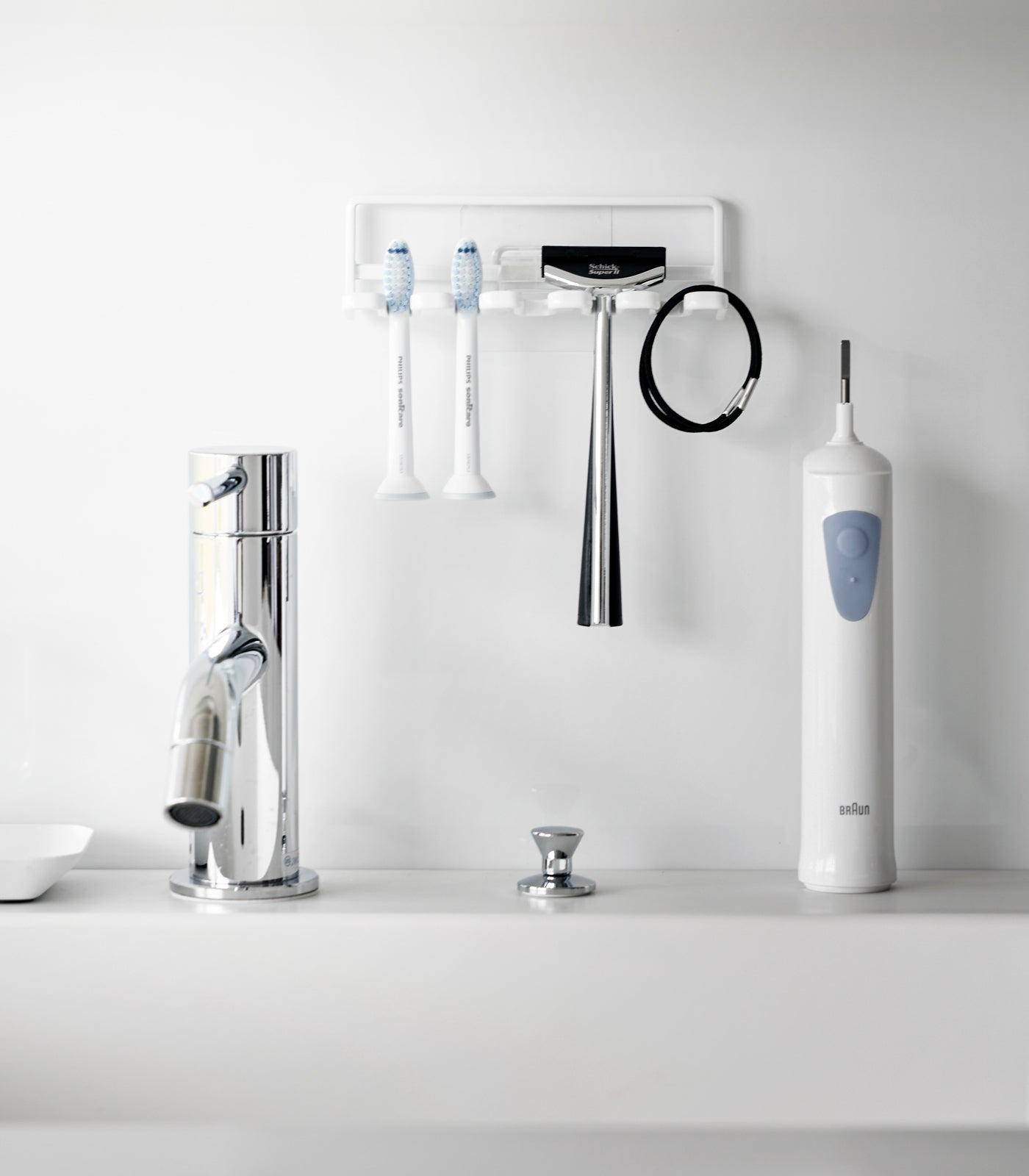 Stainless Steel Toothbrush Holder with Strong Adhesive - No Residue, Space-Saving Bathroom Organizer for Home, Dorm, and Travel