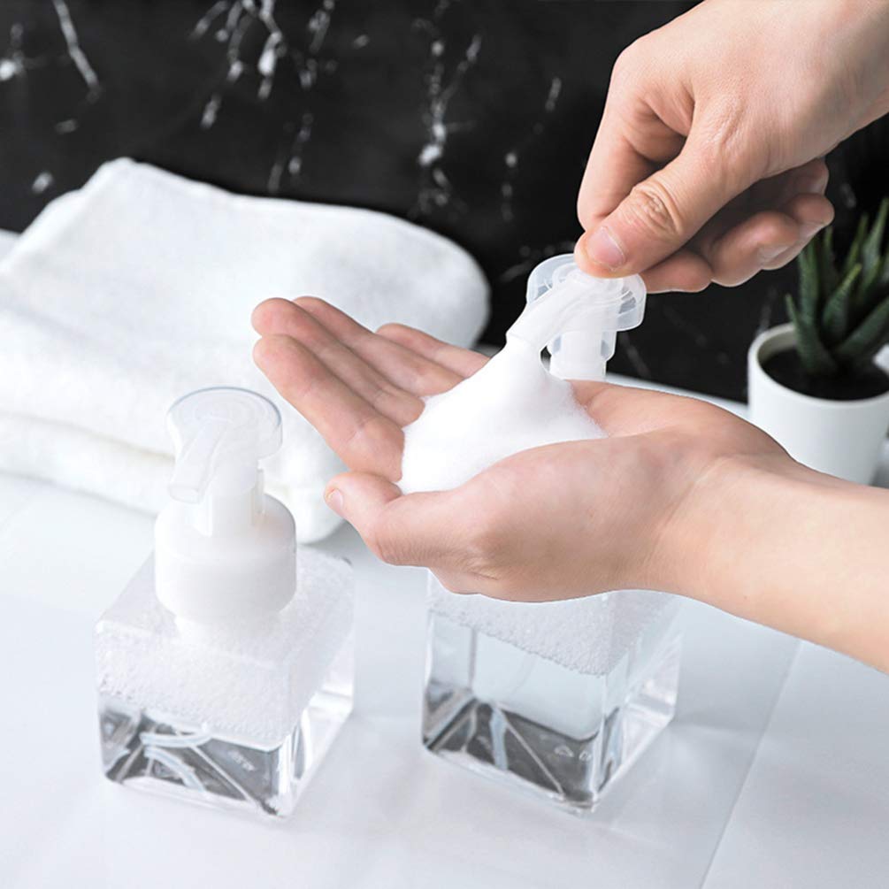2 Pack Refillable Bubble Maker Bottle Pump Dispenser - Empty Plastic Containers for Soap, Lotion & Liquid - Perfect for Kids Play, Party Favors & DIY Refills