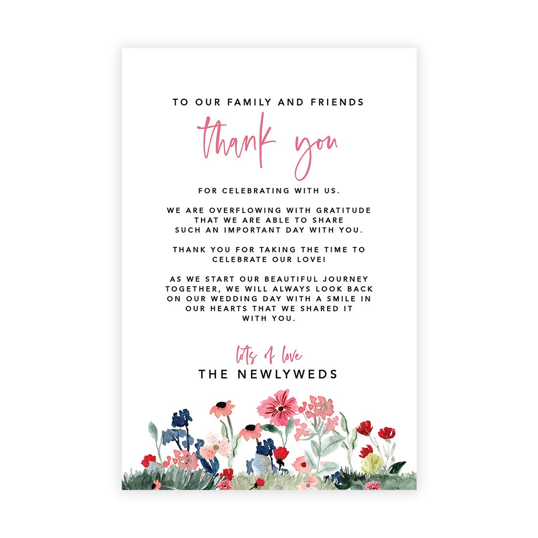 Elegant Watercolor Garden Wedding Thank You Place Cards - 56-Pack 4x6 Inch Seating Cards for Wedding Reception, Dinner Plates & Table Decorations - Perfect for Guests, Family & Friends - Ideal for Rustic, Vintage or Outdoor Wedding Themes