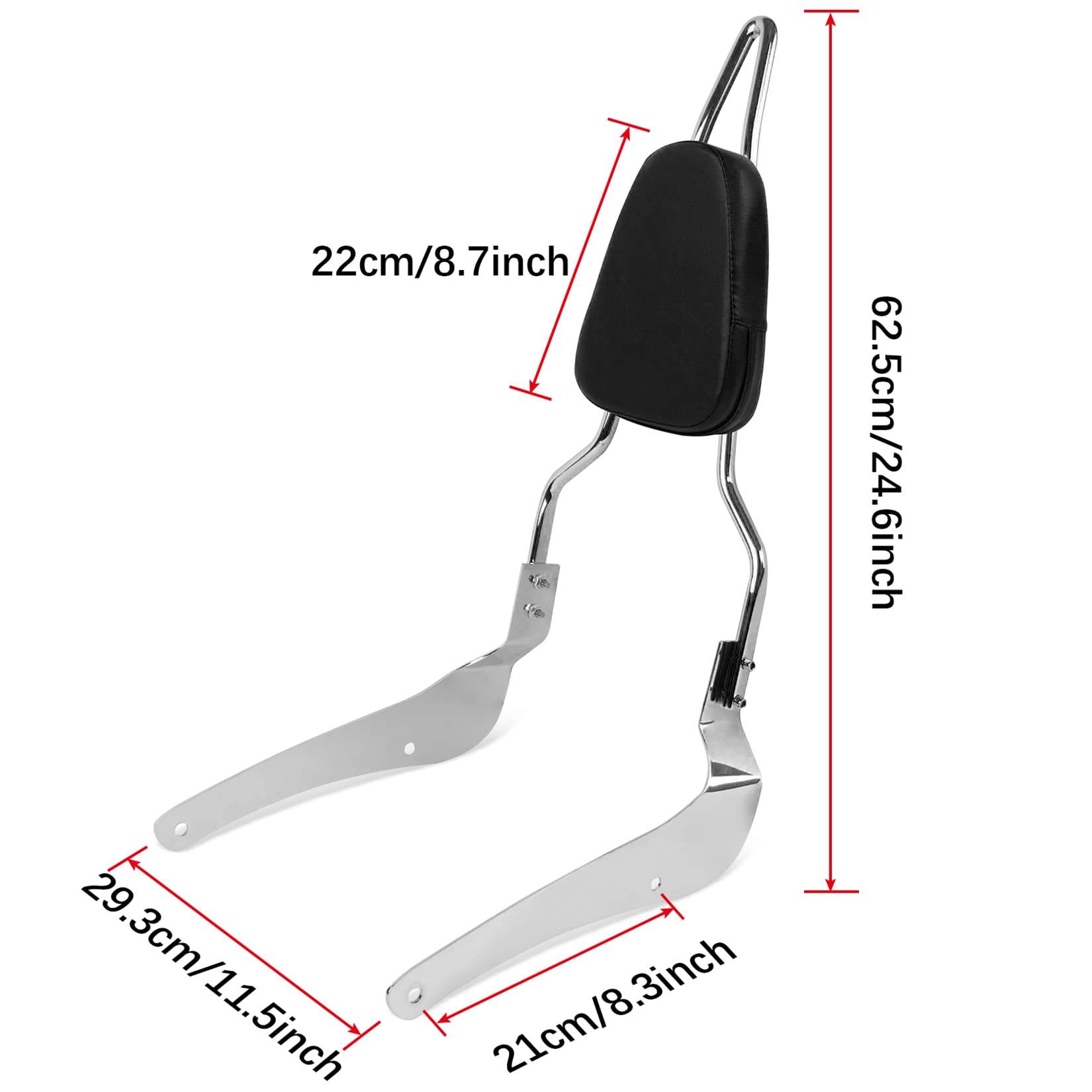 Motorcycle Passenger Backrest Sissy Bar with Luggage Rack & Comfort Pad Kit - Fits Suzuki Boulevard VL400 VL800 M50 C50 - Perfect for Long Rides and Touring Comfort
