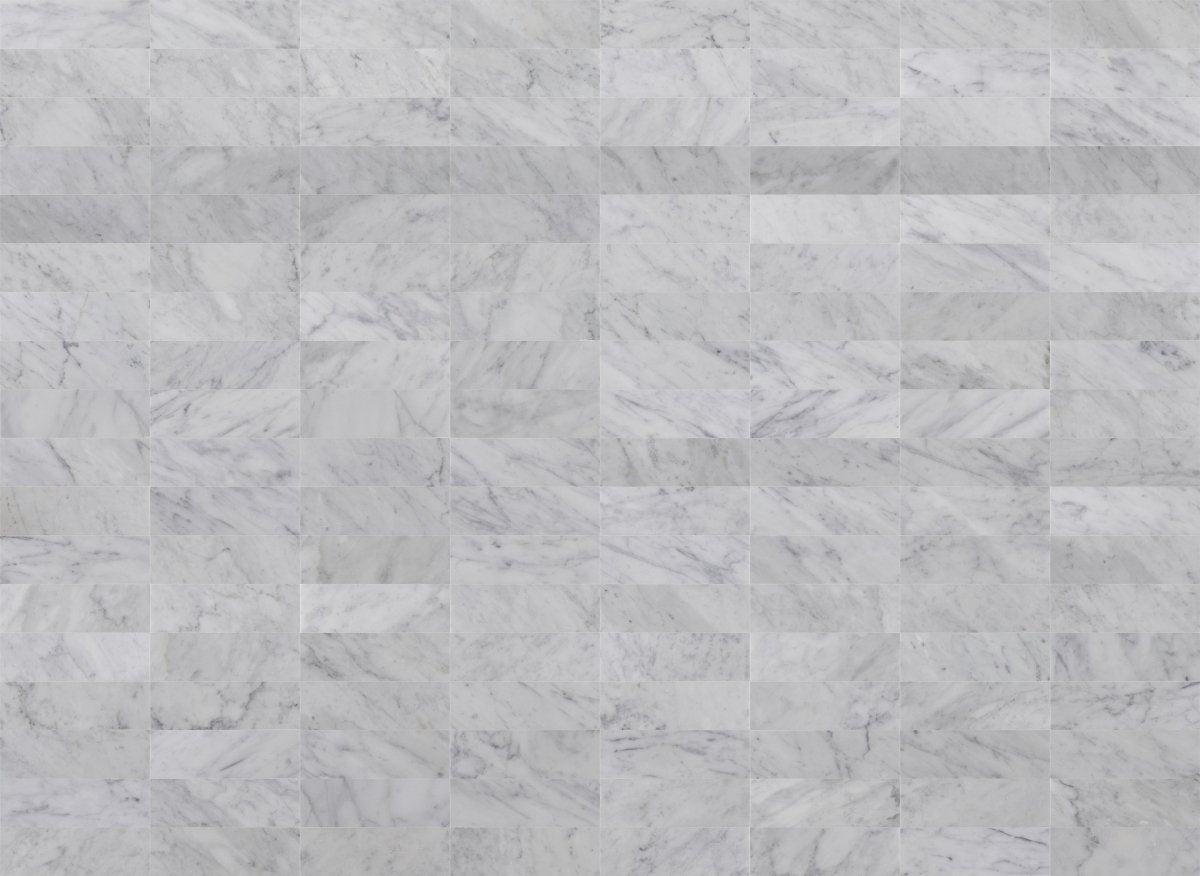 3 X 9 Inch Bianco Carrara White Honed Marble Tile - Premium Natural Stone for Kitchen Backsplash, Bathroom Walls & Flooring