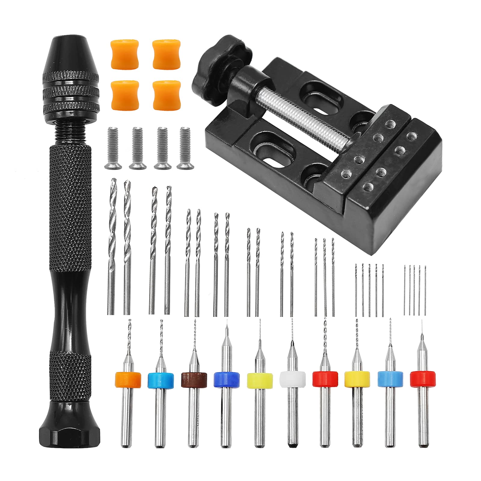 Mini Hand Drill Set for Crafting - Pin Vise, Twist Drill & Bench Vise - Perfect for Jewelry Making, Wood Carving & DIY Projects - Compact Modeling Tool for Hobbyists & Professionals