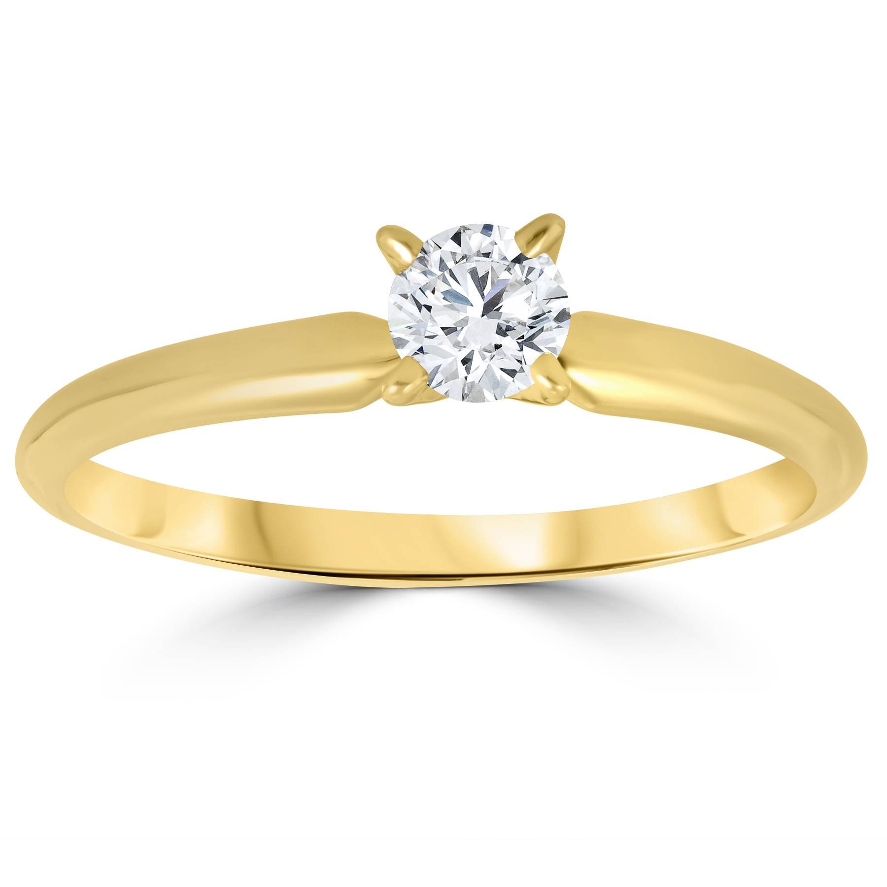 1/3 Carat Round Cut Diamond Solitaire Engagement Ring in 14K Yellow Gold – Perfect for Proposals, Anniversaries & Romantic Gifts