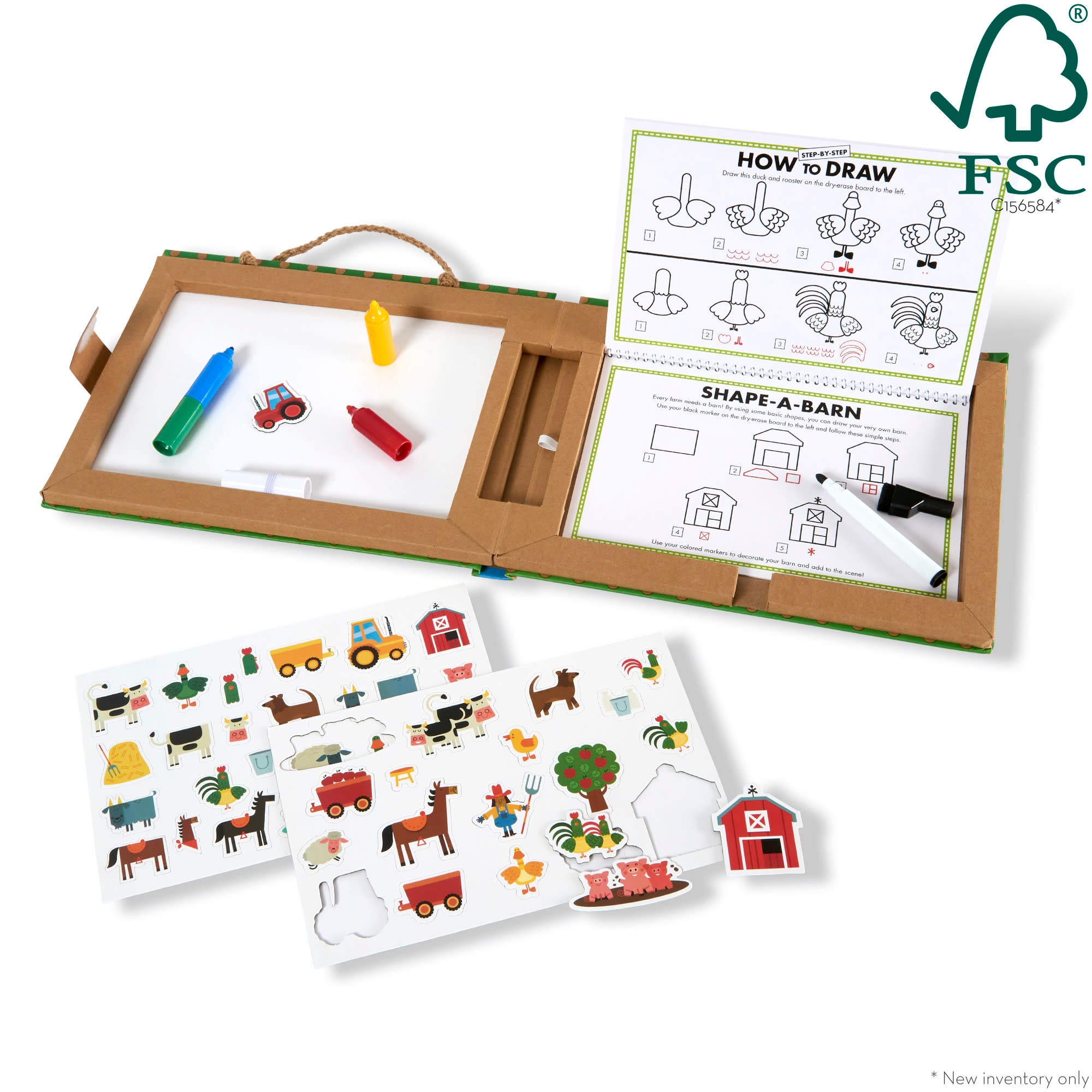 Natural Play Reusable Drawing & Magnet Kit for Kids - Farm Animals, Creative Play & Learning, Perfect for Home & Classroom Activities