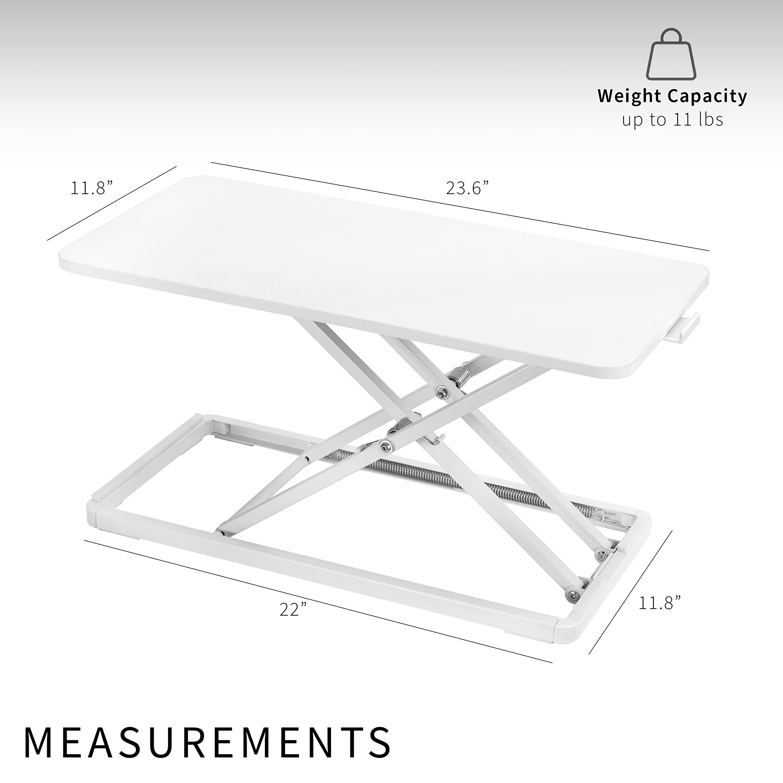 VIVO Single Top 24 inch Adjustable Scissor Lift Keyboard Tray & Mouse Stand - Ergonomic Height Adjustable Laptop Desk for Home & Office Workstations - Perfect for Standing Desks, Computer Work, and Typing (White, DESK-V024AW)