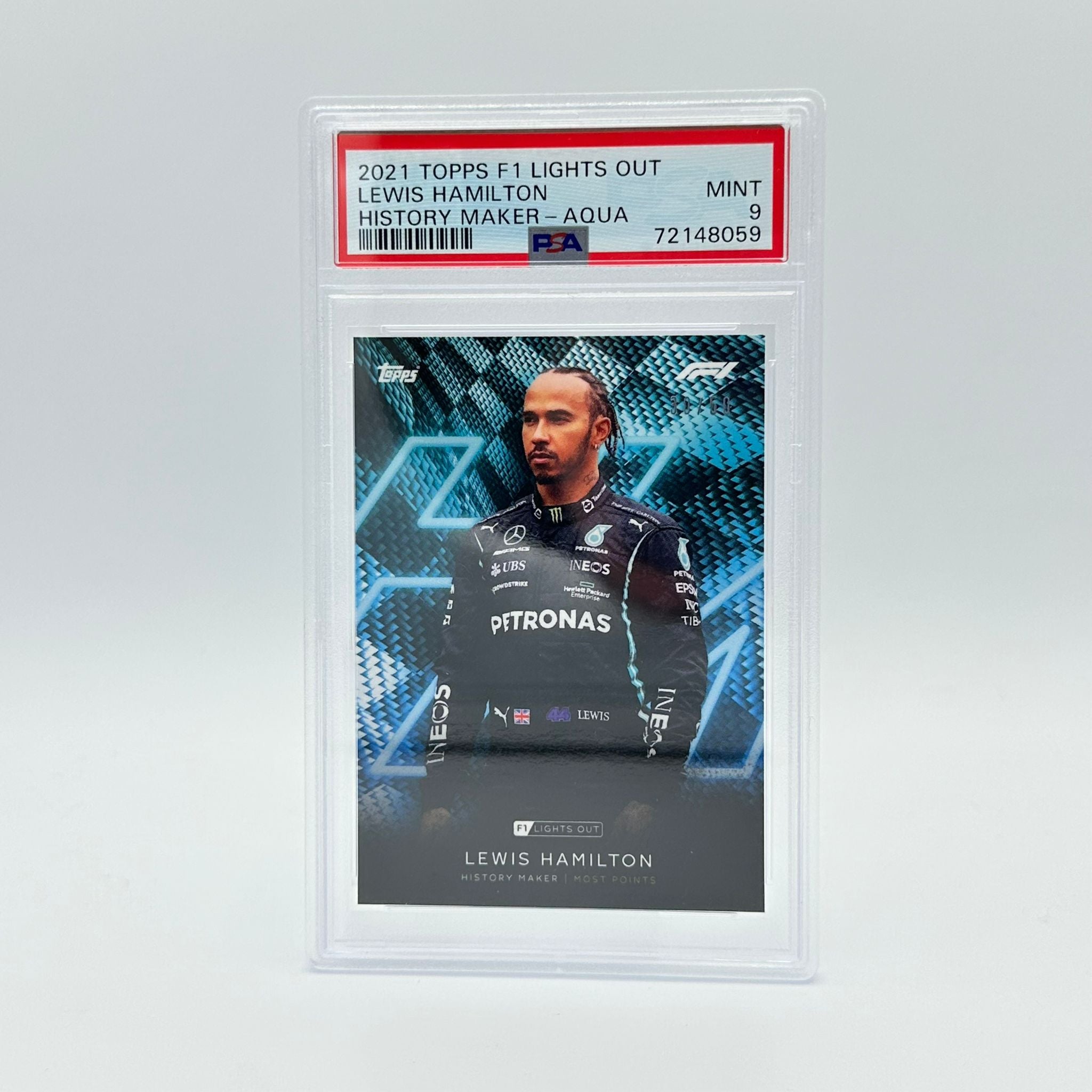 PSA 9 Graded 30/50 Lewis Hamilton History Maker Trading Card - Perfect for F1 Collectors, Sports Memorabilia Enthusiasts & Investment Portfolio