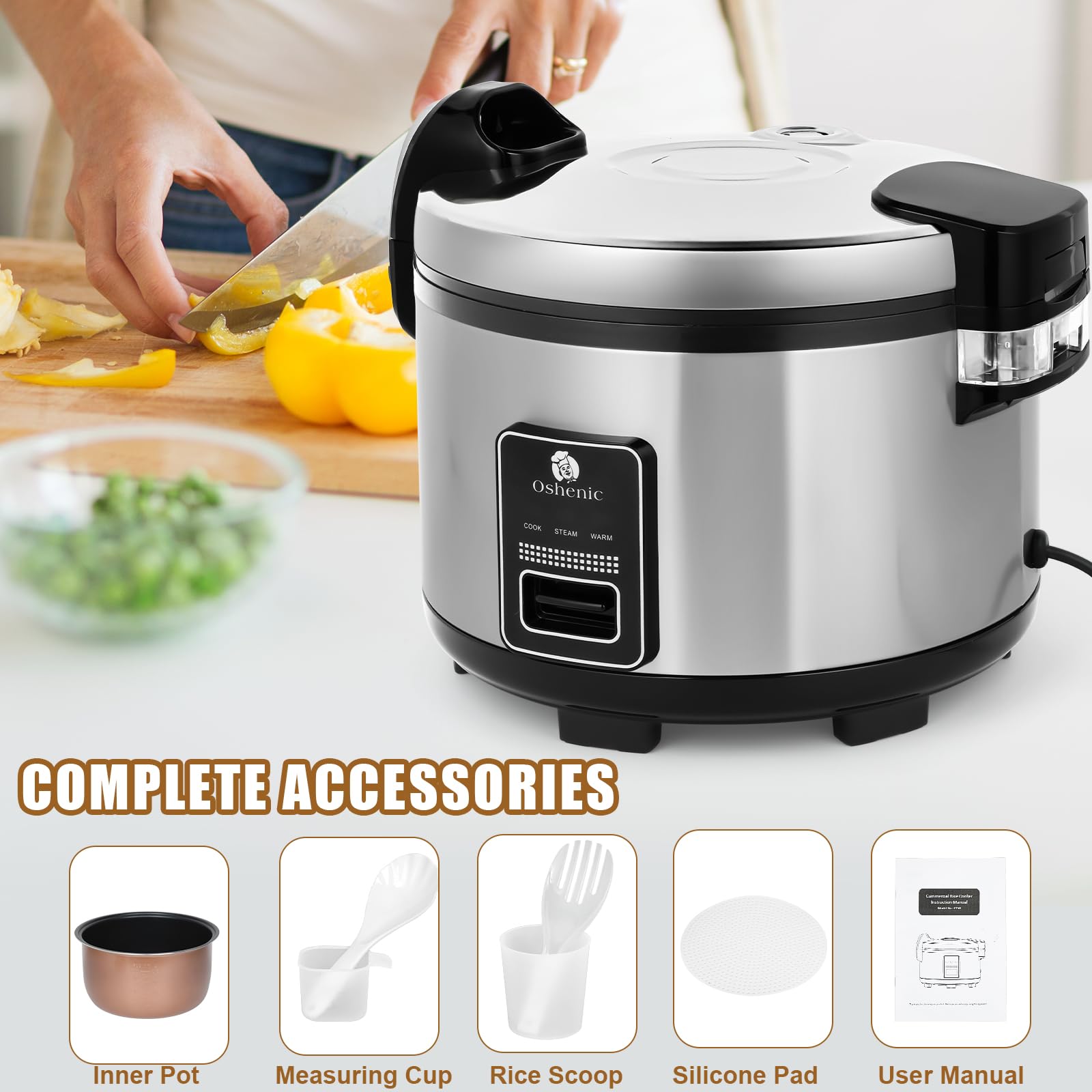 Commercial Rice Cooker & Warmer - 84 Cups (Cooked) Capacity, 15.85 Qt/15L Large Electric Rice Cooker with Auto Keep Warm & Non-Stick Inner Pot, 1350W Fast Cooking - Perfect for Restaurants, Hotels, Catering & Large Family Gatherings