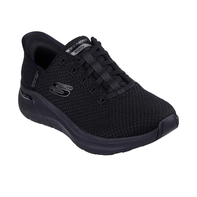 Skechers Slip Ins Arch Fit 2.0 Women's Comfort Walking Shoes - Black/Blue (150322/BBK) | Perfect for Work, Travel & Everyday Wear