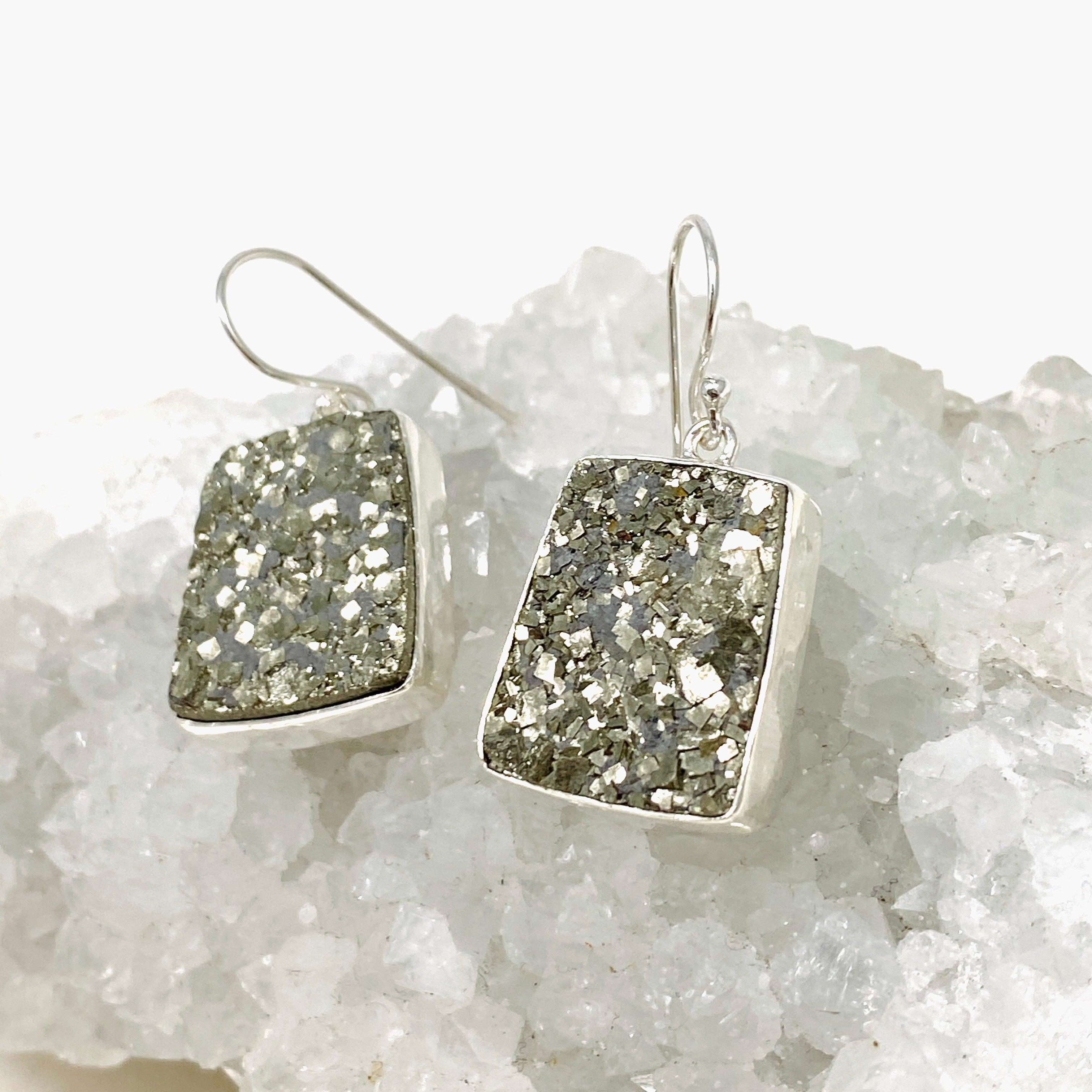 Natural Pyrite Raw Trapezoid Earrings for Women - Handmade Gemstone Jewelry KEGJ1442 - Perfect for Boho Style & Everyday Wear