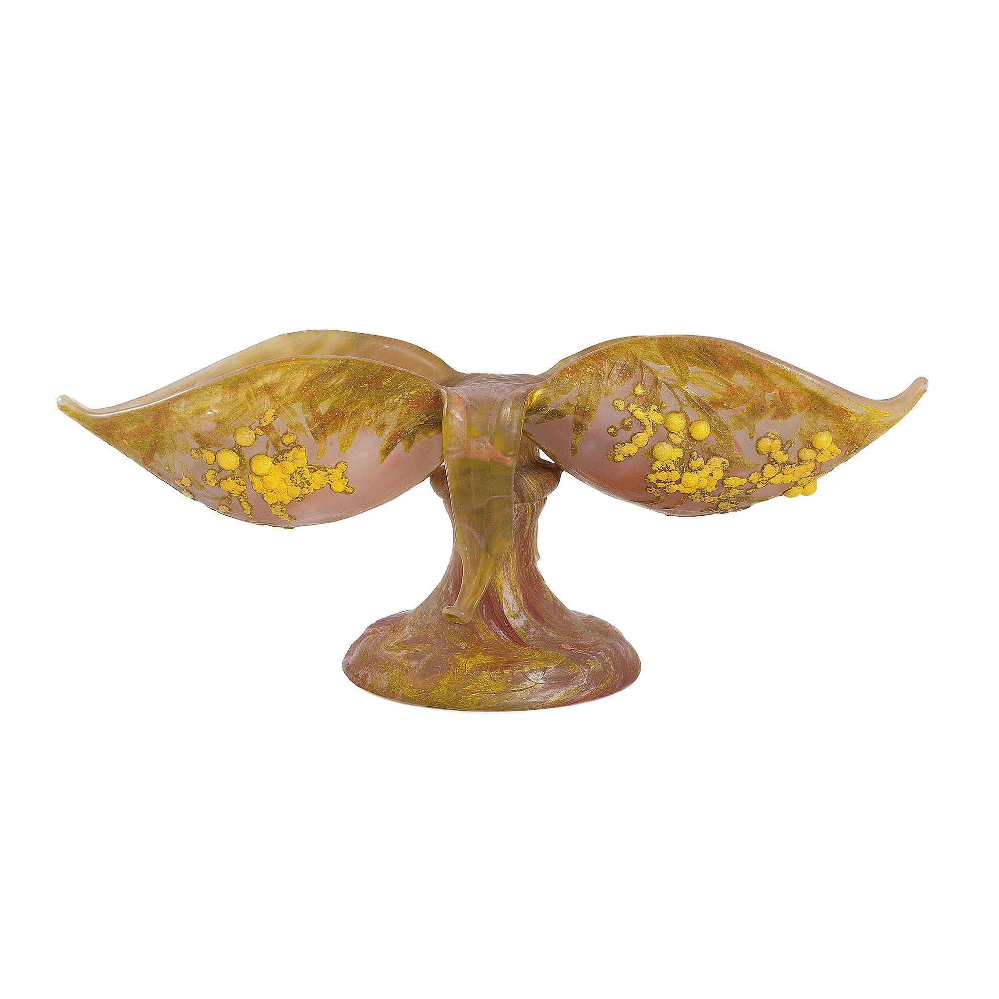 Daum Nancy Mimosa Cameo Glass Vase - Handcrafted French Art Nouveau Floral Decor - Perfect for Home Decor, Wedding Centerpieces & Luxury Gift Giving