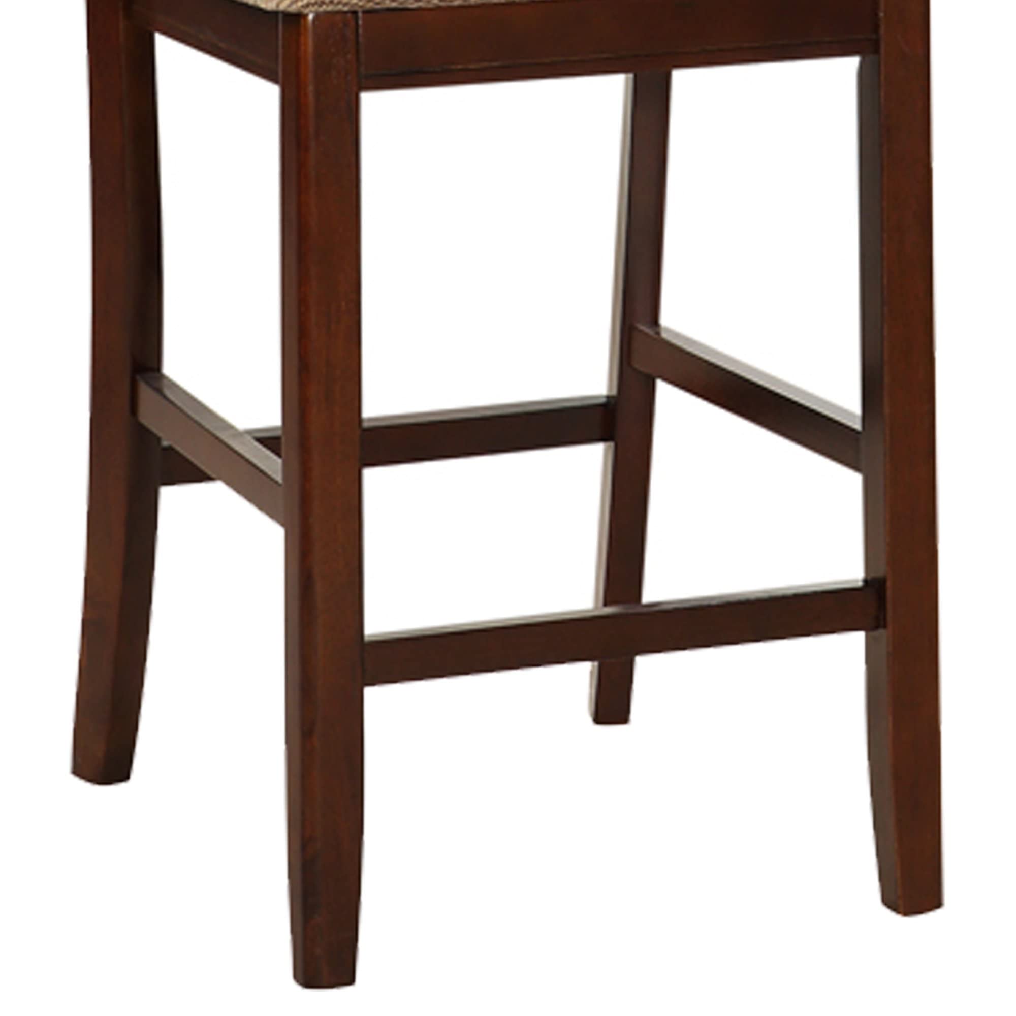 2-Piece Solid Wood Counter Height Dining Chairs with Upholstered Cushions - Brown Wooden Bar Stools for Kitchen Island, Breakfast Nook & Small Space Dining