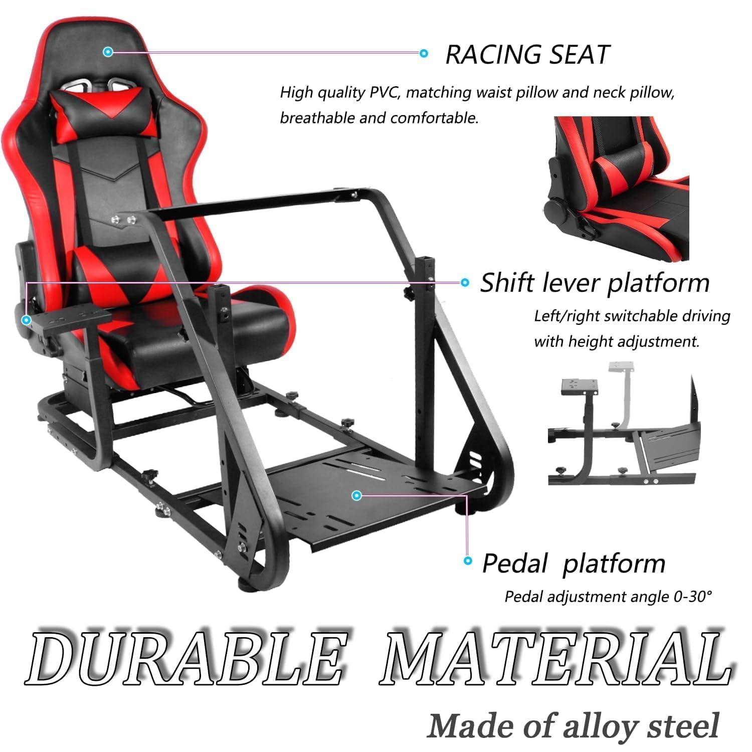 Anman G920 G923 Racing Simulator Cockpit with Adjustable Red Racing Seat - Compatible with Xbox, Logitech, Thrustmaster T300, Fanatec (Wheel/Shifter/Pedals Not Included) - Perfect for TV Gaming, VR Racing, and Home Simulation Setups