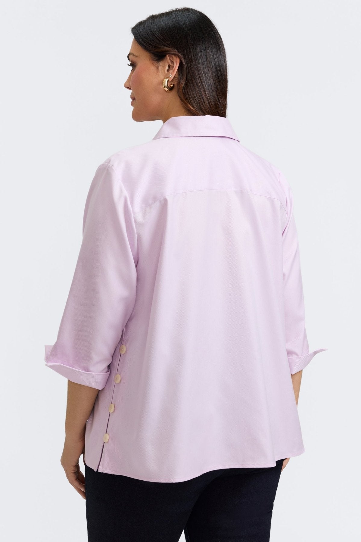 Beatrice Plus Women's Cavalry Twill 3/4 Sleeve Button-Down Shirt | Classic Office & Casual Wear | Perfect for Business Attire and Weekend Outings