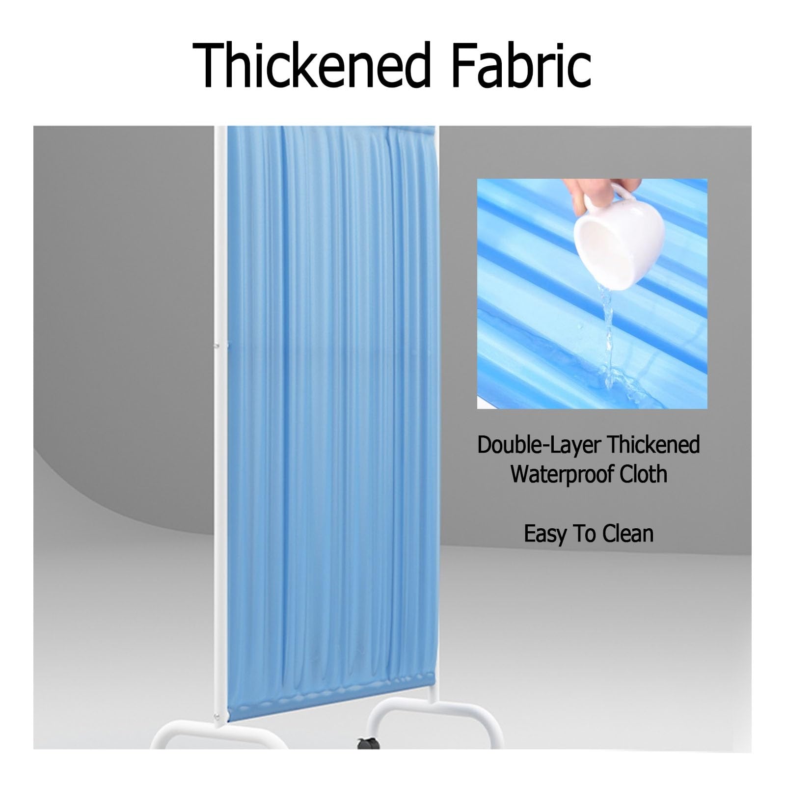 6ft High Mobile Medical Privacy Screen - 3-Panel Folding Rolling Partition with Wheels for Clinics, Beauty Salons & Offices | Blue | Ideal for Patient Privacy, Room Dividers & Workspace Separation