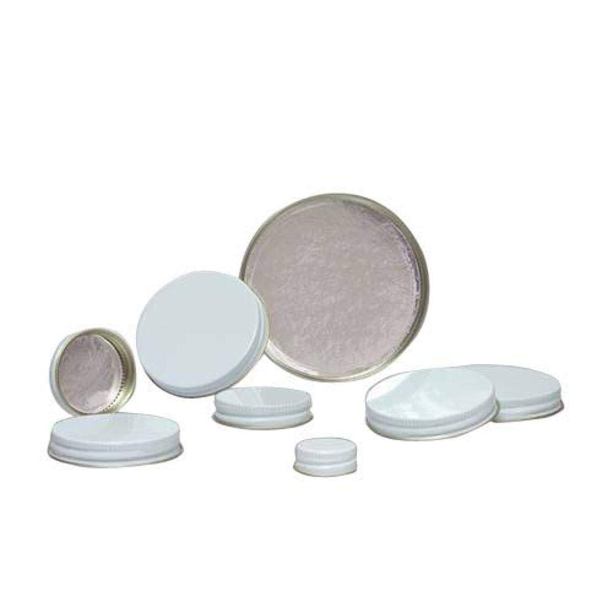 CAP-06657 89-400 White Metal Caps with Pulp/Aluminum Foil Liner - 144 Pack | Perfect for Bottle Sealing in Food, Beverage & Pharmaceutical Packaging