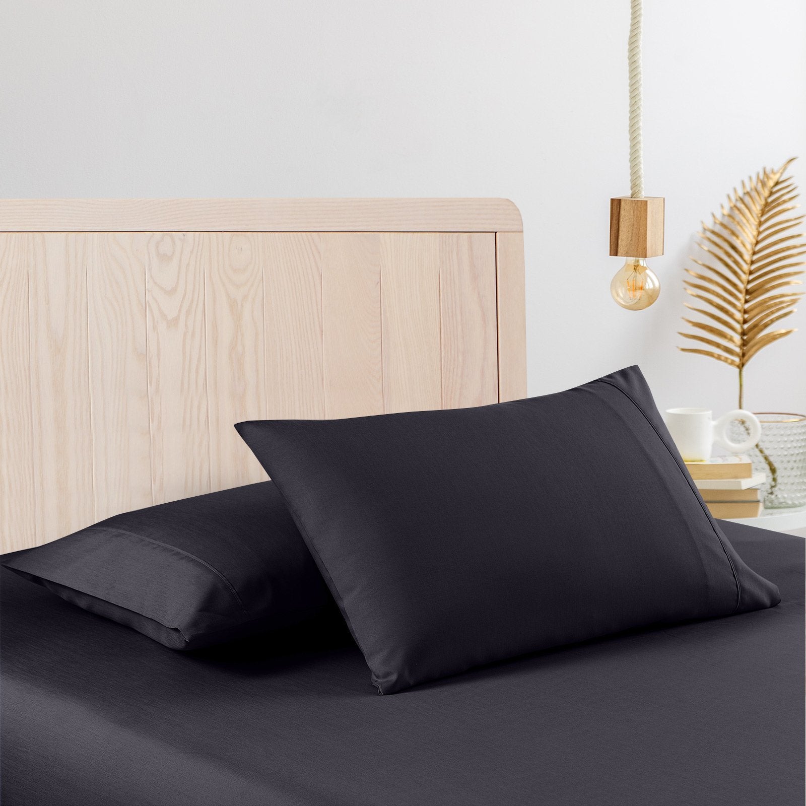 2000 Thread Count Bamboo Cooling Sheet Set - Ultra Soft & Breathable Bed Sheets for Hot Sleepers - Single Size Charcoal - Perfect for Summer Nights & Temperature Regulation