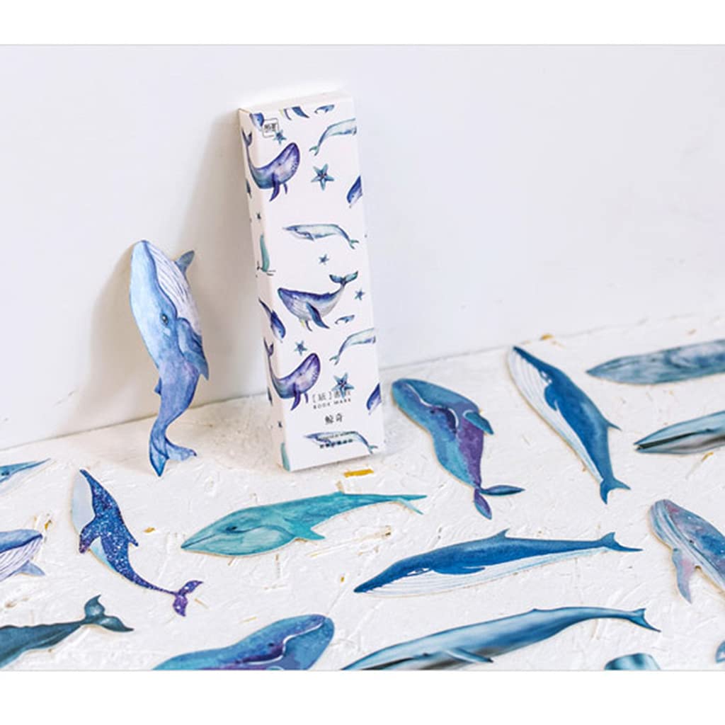 30 Pcs Colorful Whale Paper Bookmarks for Kids, Teens & Adults - Cute Reading Accessories, Office School Supplies, Book Lovers Gifts - Perfect for Classroom, Library, Study & DIY Projects