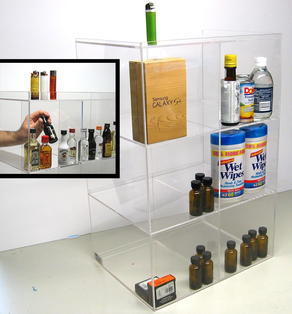 50ml Mini Liquor Shot Bottles - 6 Bin Tall Commercial Display for Bars, Restaurants & Retail POS - Perfect for Tasting Samples, Promotions & Events