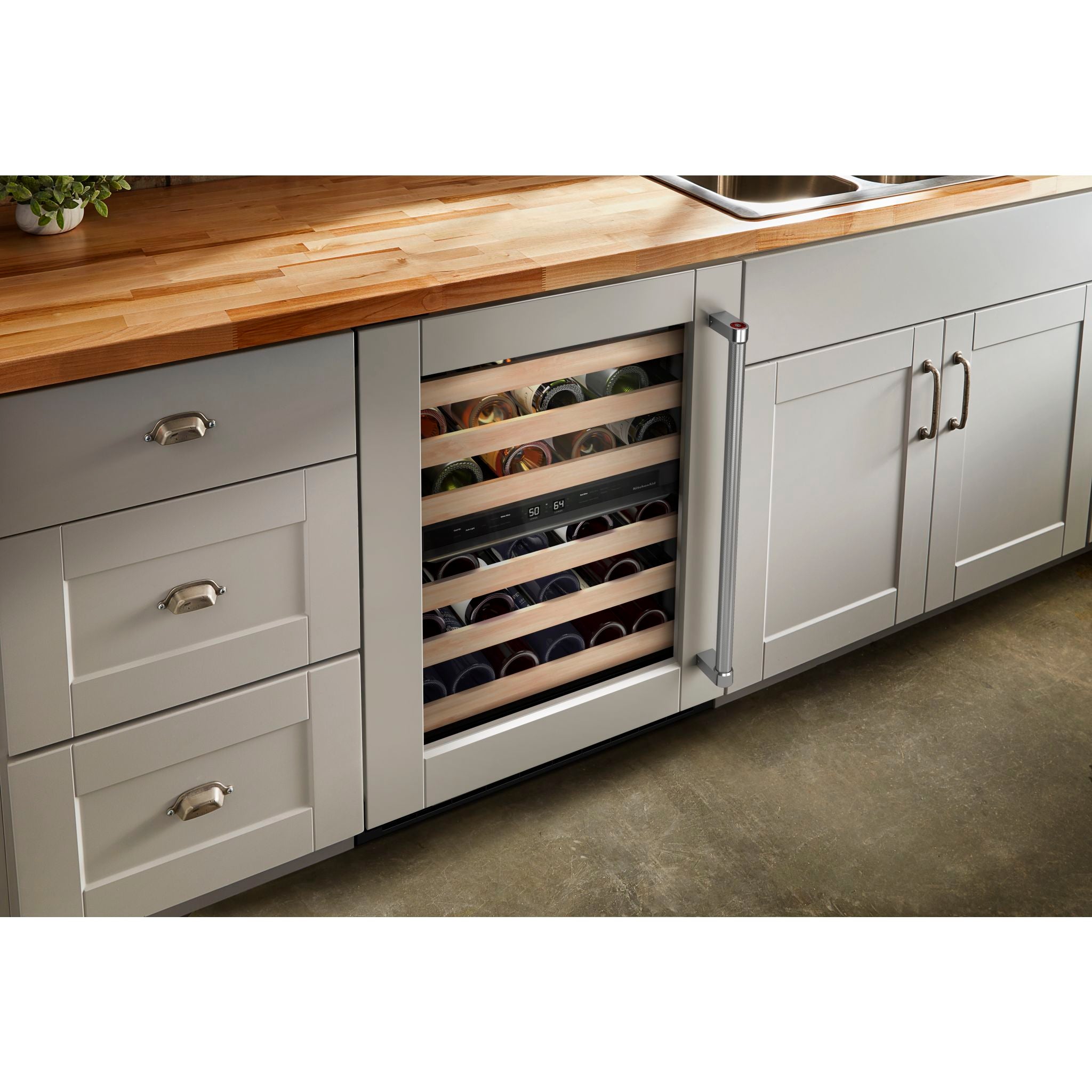 KitchenAid KUWL214KPA Panel Ready Built-In Wine Cellar - 24 Inch Under Counter Wine Cooler with Dual Temperature Zones & LED Lighting - Perfect for Home Bars, Kitchens, and Entertaining Spaces