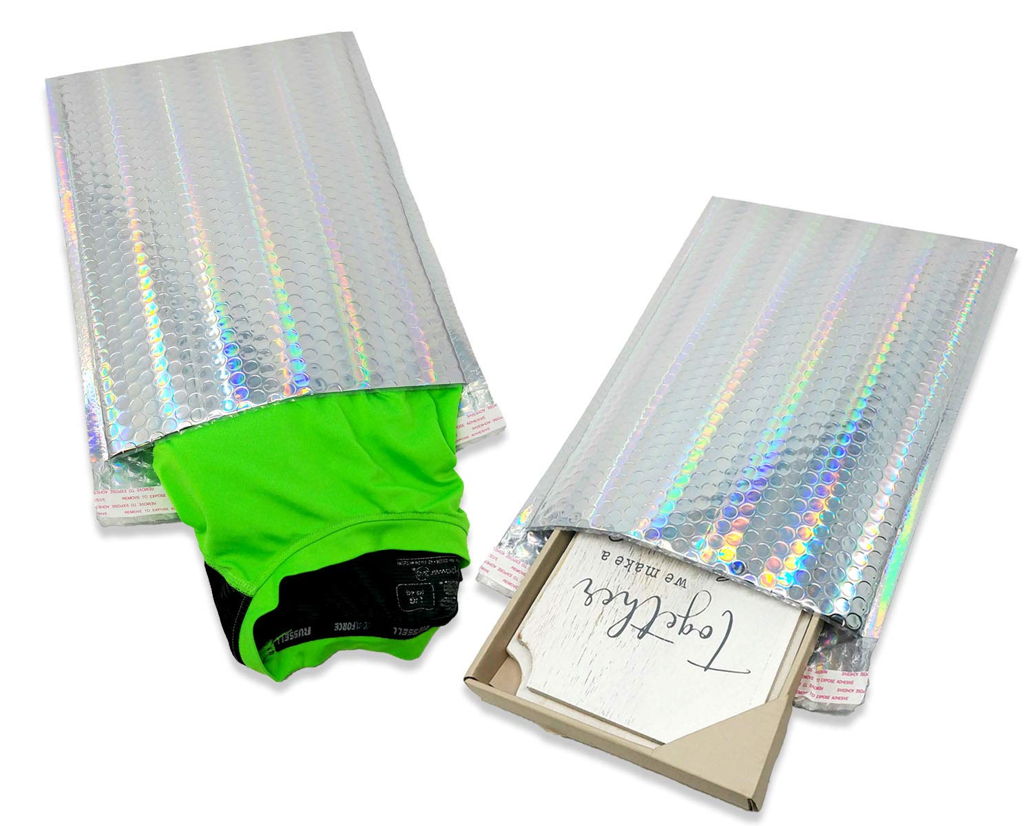 Large Metallic Holographic Bubble Mailers 10x14 Inches (9.5x13.5