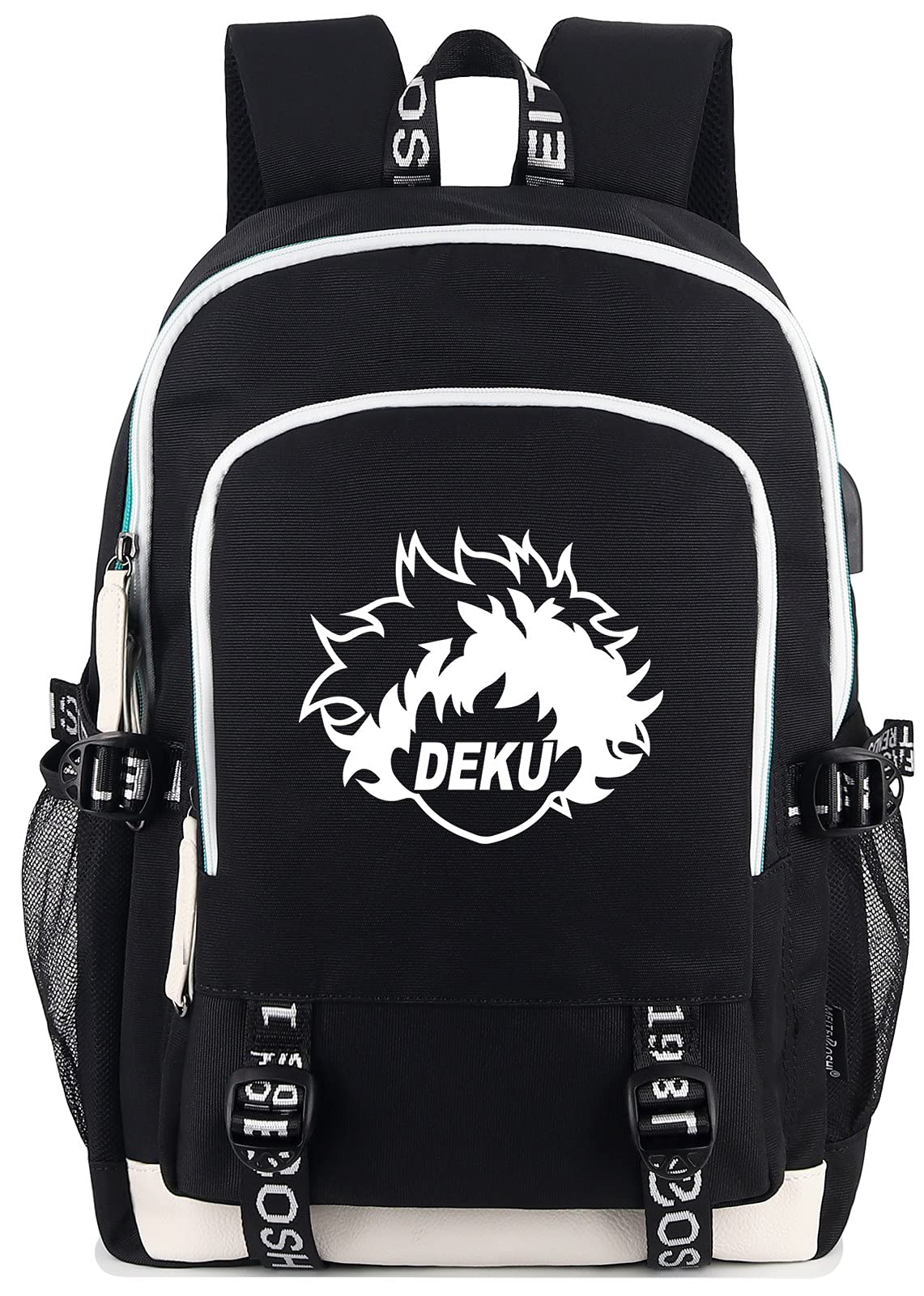 My Hero Academia Anime Luminous Backpack with USB Charging Port & Headphone Hole - Stylish School & Travel Laptop Bag for College Students & Anime Fans
