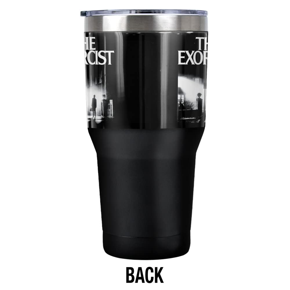 The Exorcist Movie Stainless Steel Tumbler 30oz - Vacuum Insulated Double Wall Coffee Travel Mug with Leakproof Sliding Lid - Perfect for Horror Fans, Office Use & Outdoor Adventures