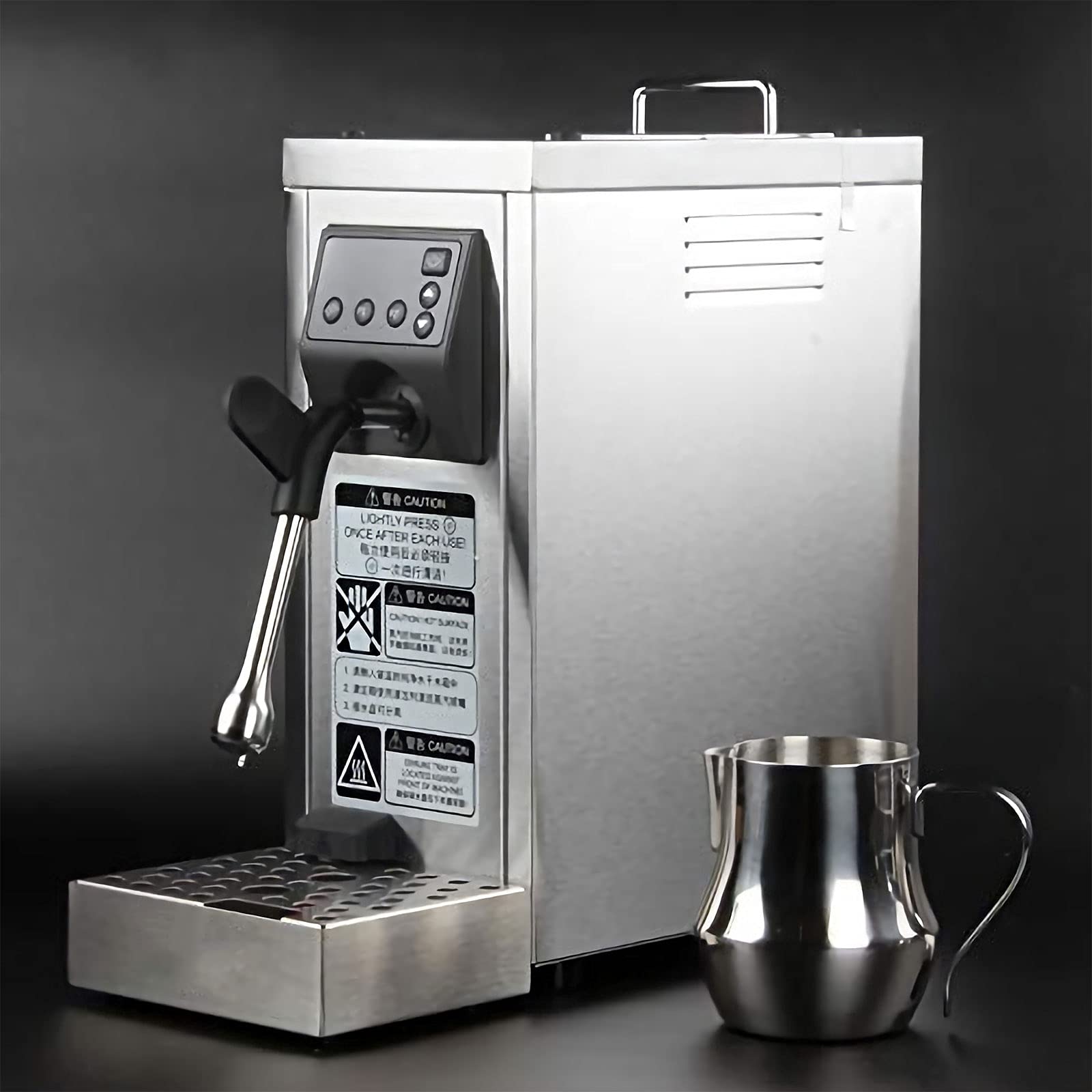 JFF Commercial Milk Steamer 220V - Automatic Electric Milk Frother for Coffee, Cappuccino & Latte - Professional Steam Milk Foam Maker for Coffee Shops, Cafes & Home Baristas