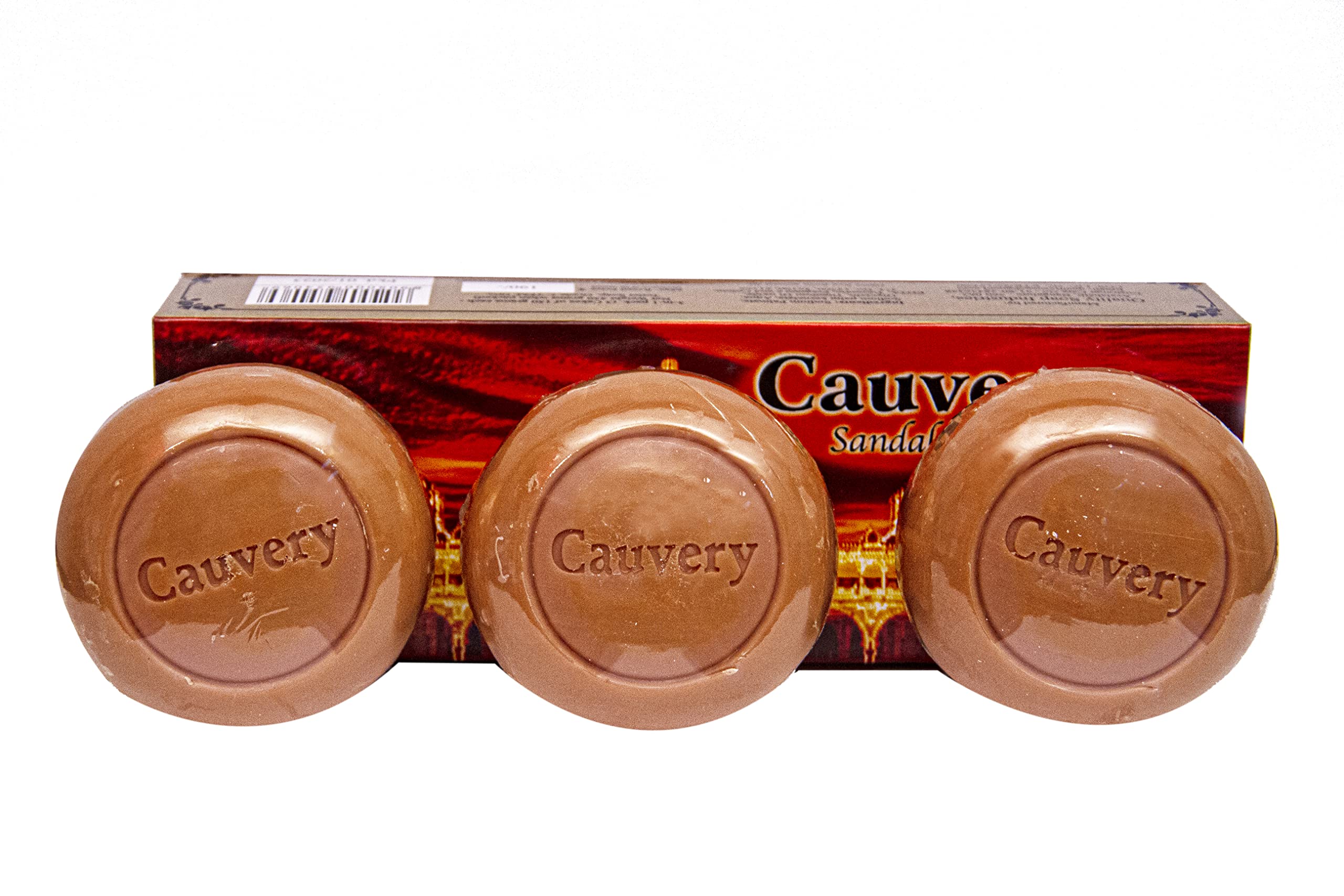 Cauvery Natural Sandalwood Soap for Men & Women - 3 Pack - Moisturizing & Aromatic for Daily Skincare, Bath & Relaxation
