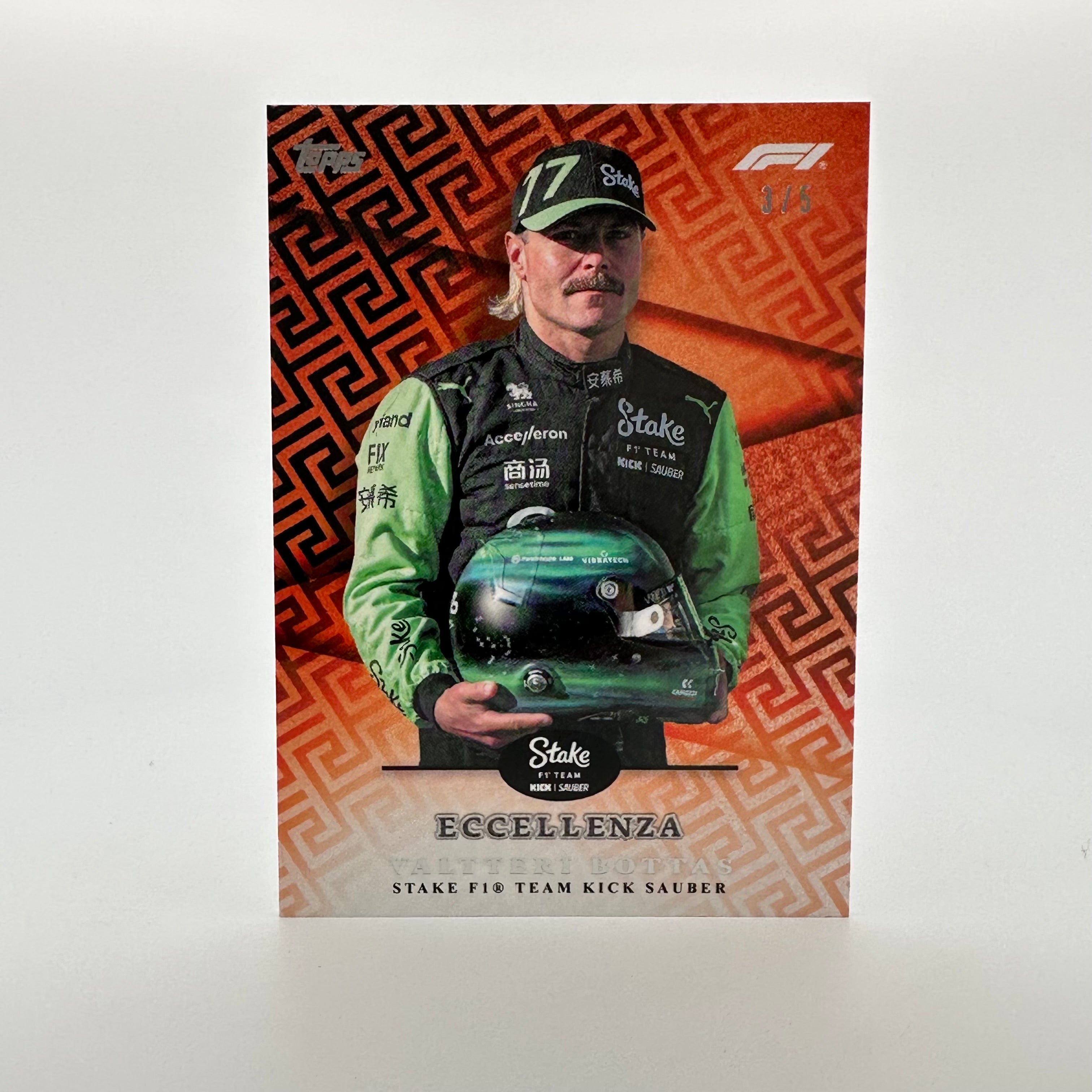 2024 Topps Eccellenza F1 Valtteri Bottas Orange Driver Card - Perfect for F1 Collectors and Racing Fans